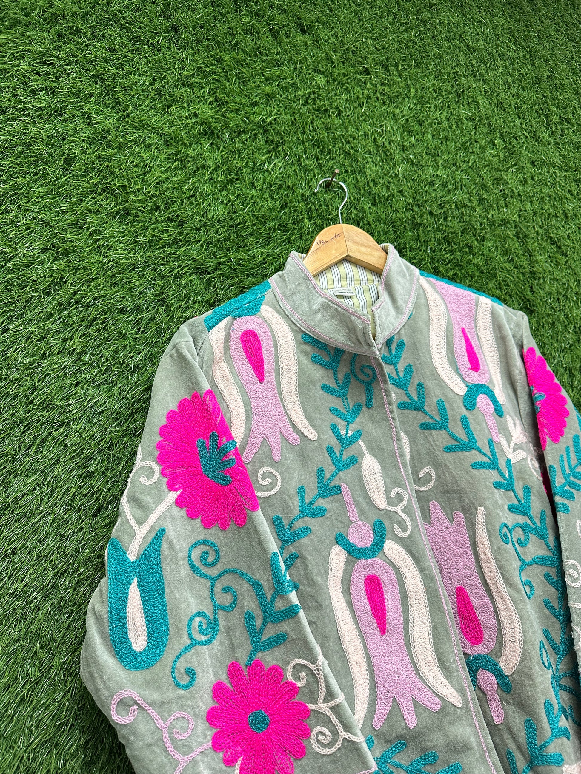 Floral Embroidered Velvet Suzani Jacket womens