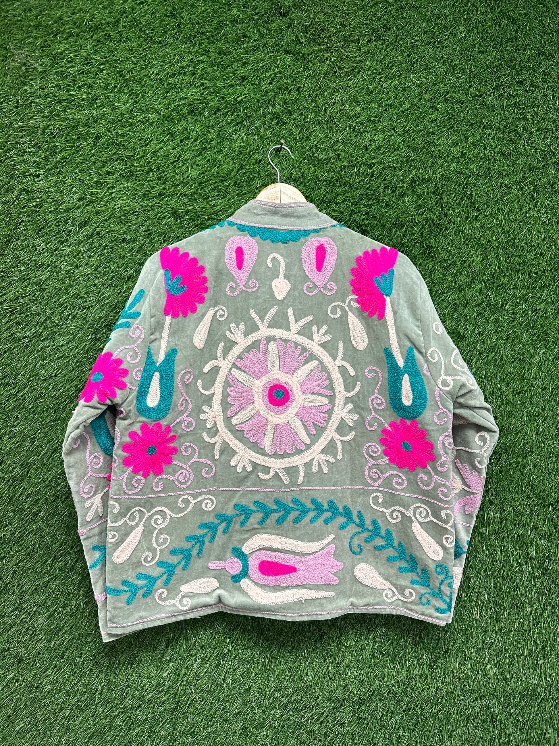 Floral Embroidered Velvet Suzani Jacket womens