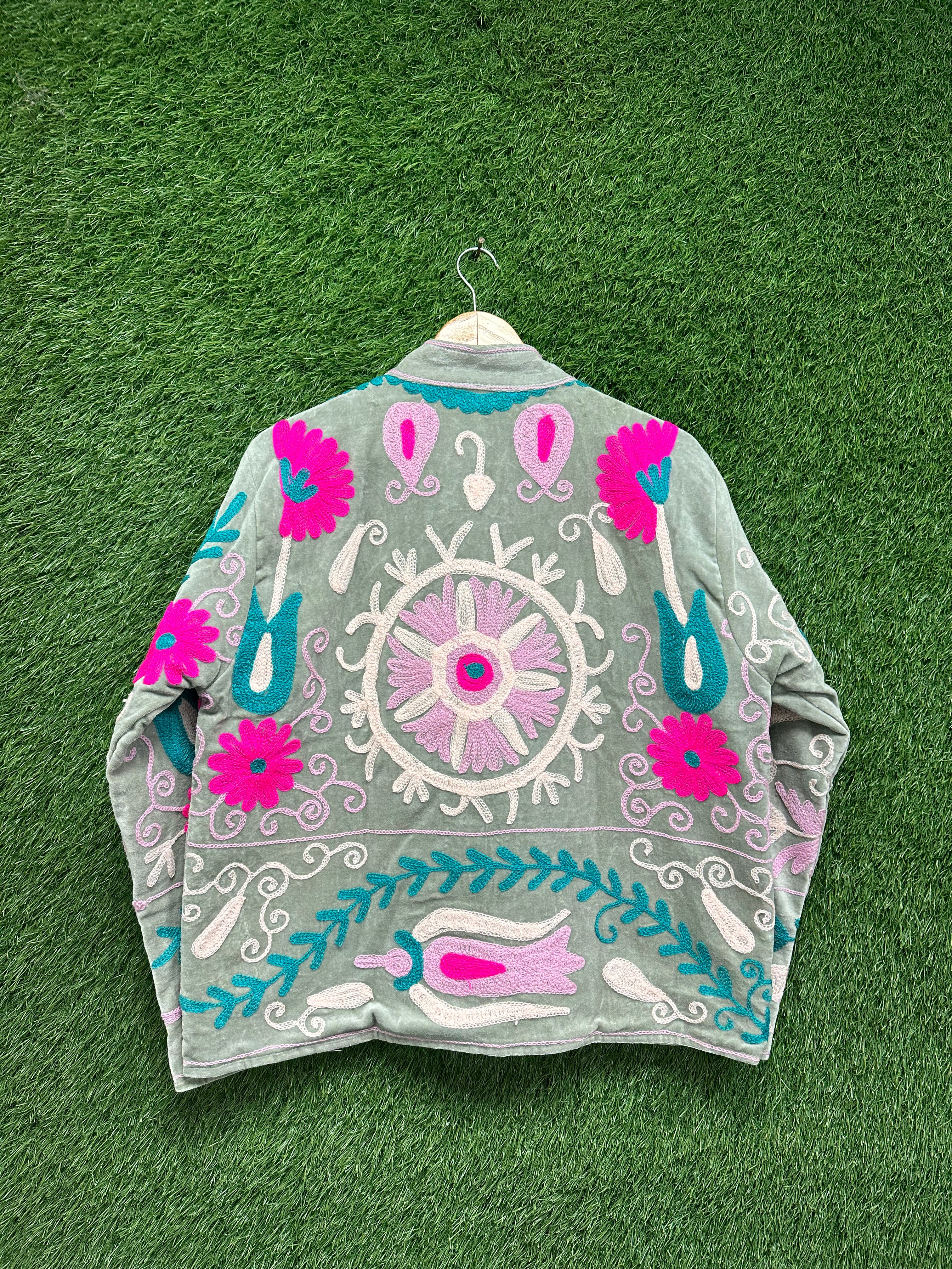 Floral Embroidered Velvet Suzani Jacket womens