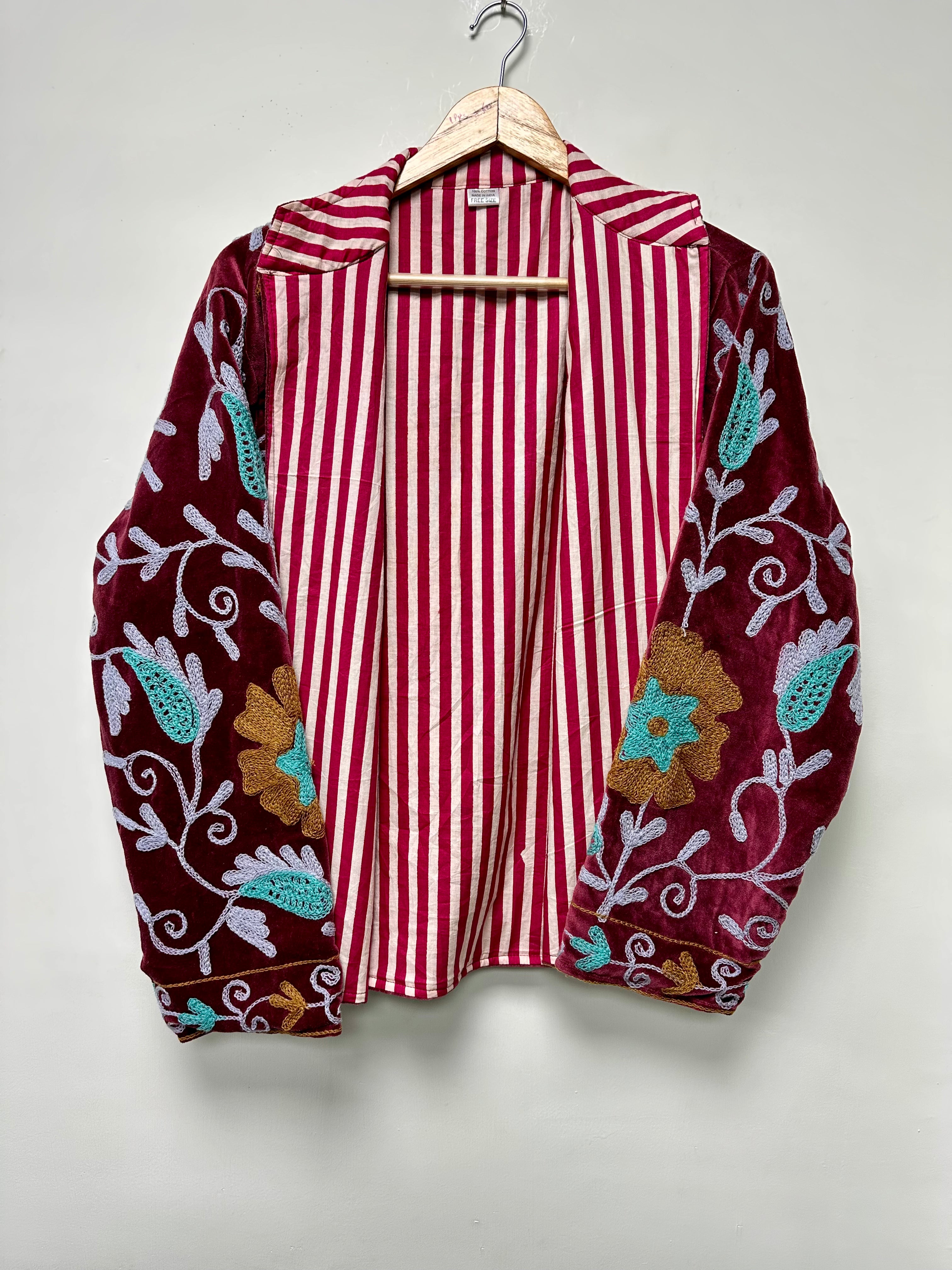 Boho Floral Cotton Jacket Suzani Style Ethnic Outerwear