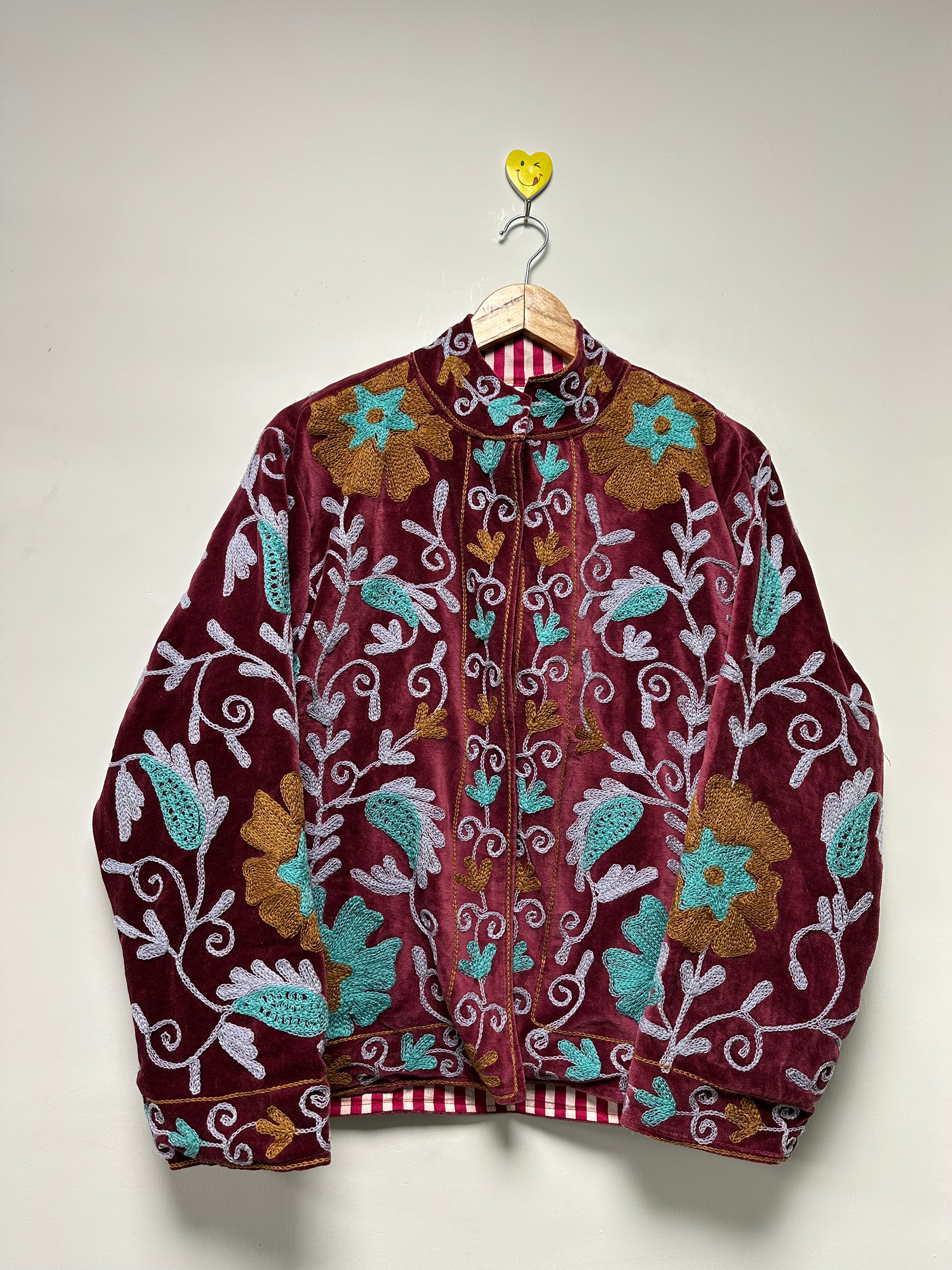 Boho Floral Cotton Jacket Suzani Style Ethnic Outerwear