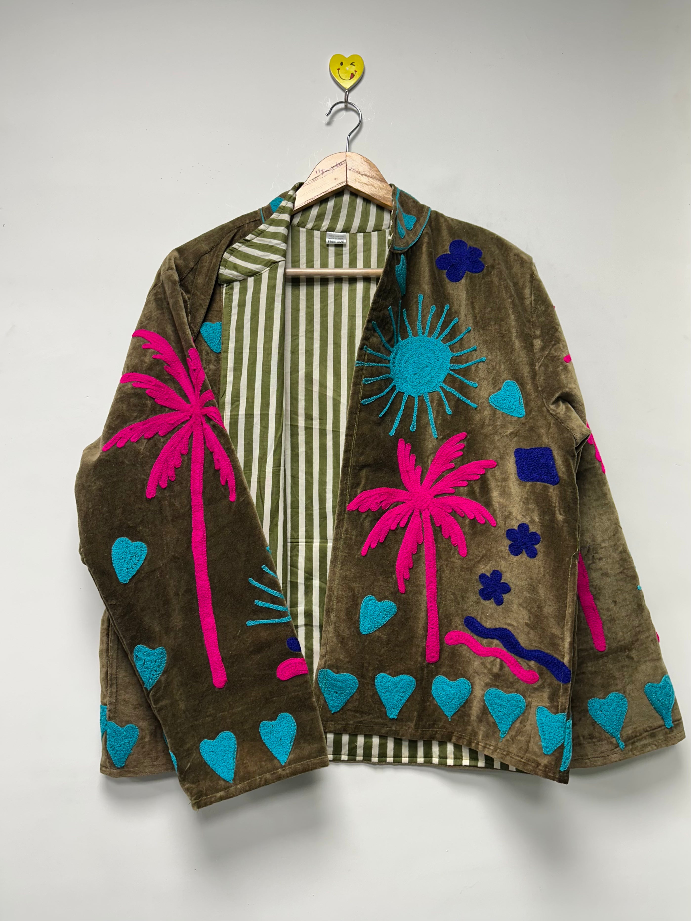 Hand Embroidery Velvet Jacket for Women
