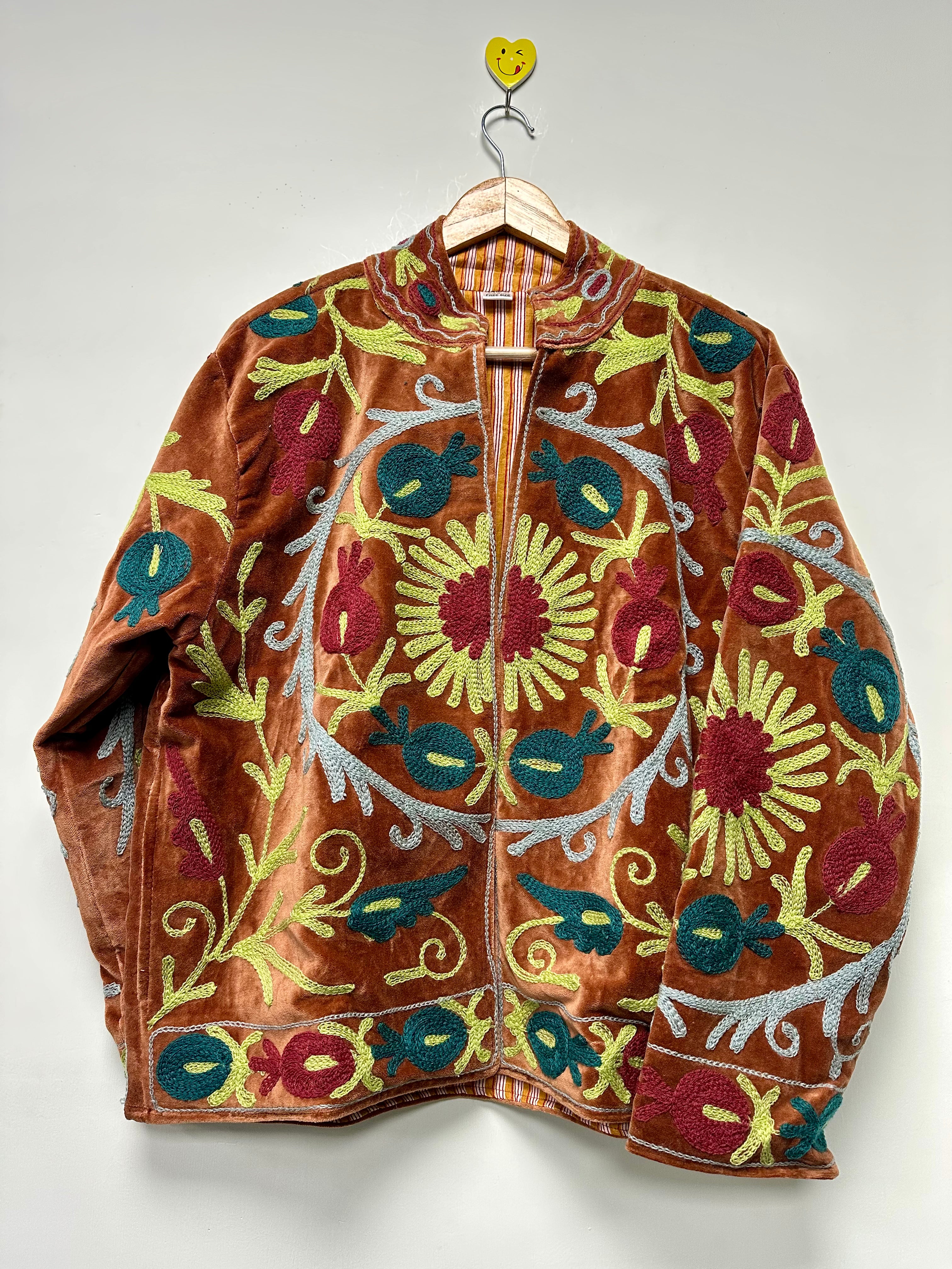 Image of Handmade Velvet Jacket womens - Boho Winter Coat