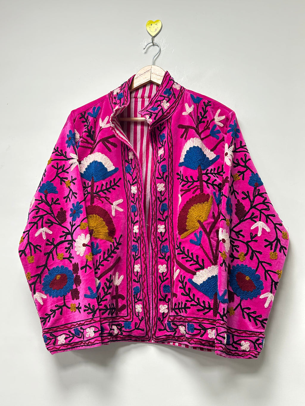 Women’s pink Velvet Embroidered Boho Jacket