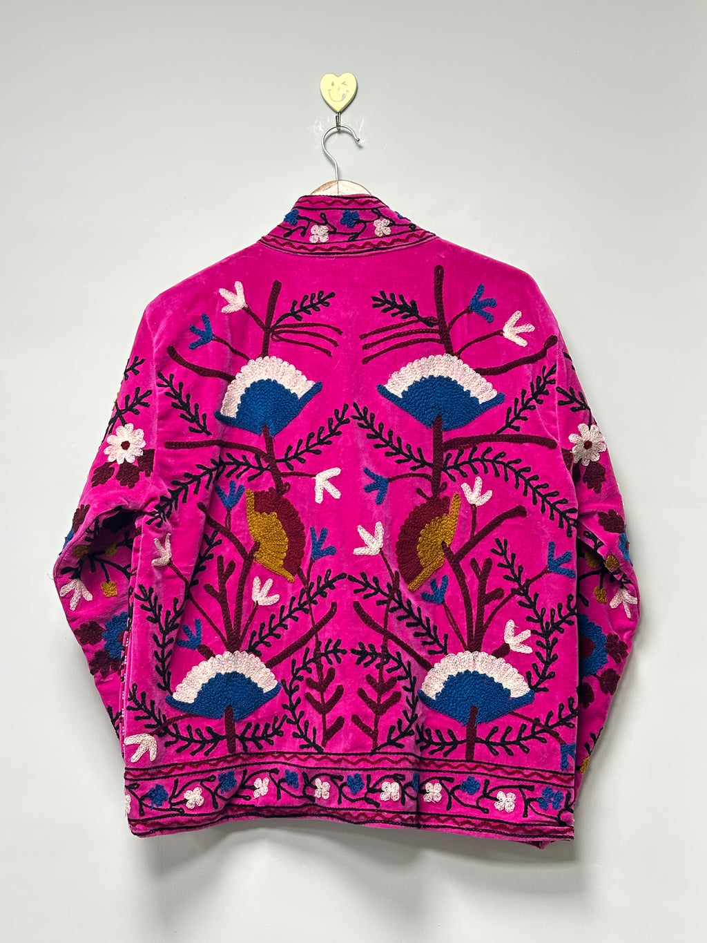 Women’s pink Velvet Embroidered Boho Jacket