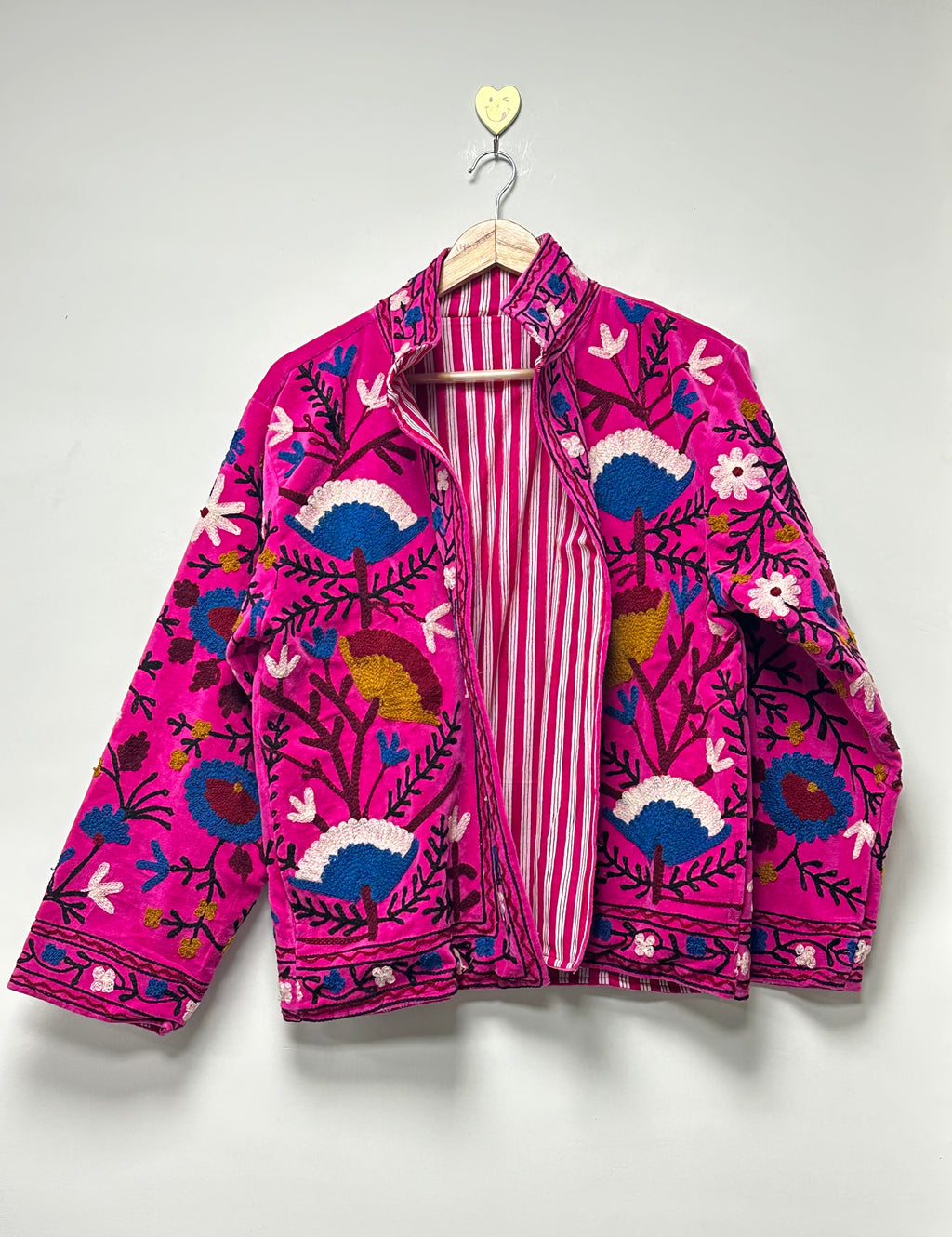 Women’s pink Velvet Embroidered Boho Jacket