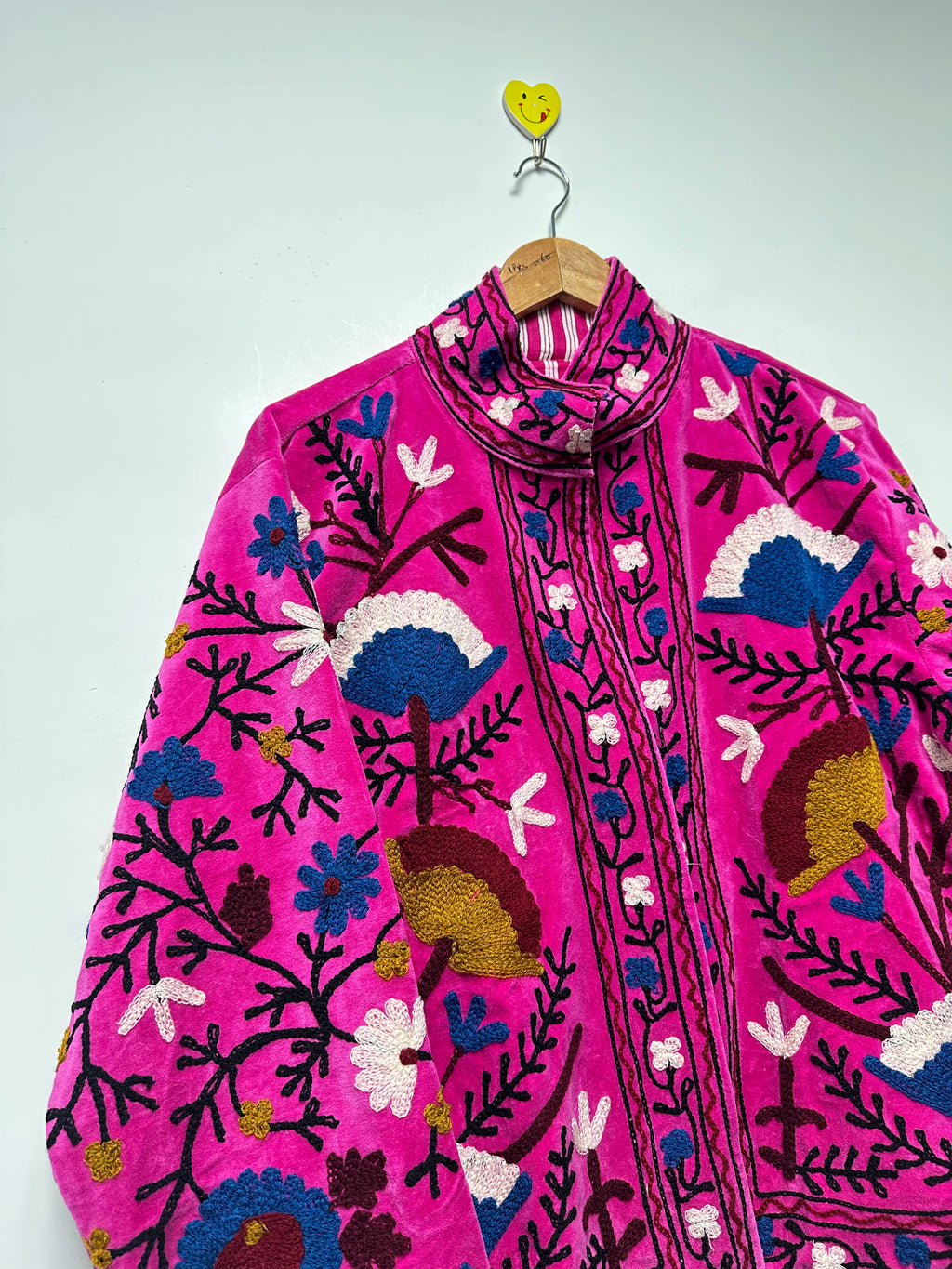 Women’s pink Velvet Embroidered Boho Jacket