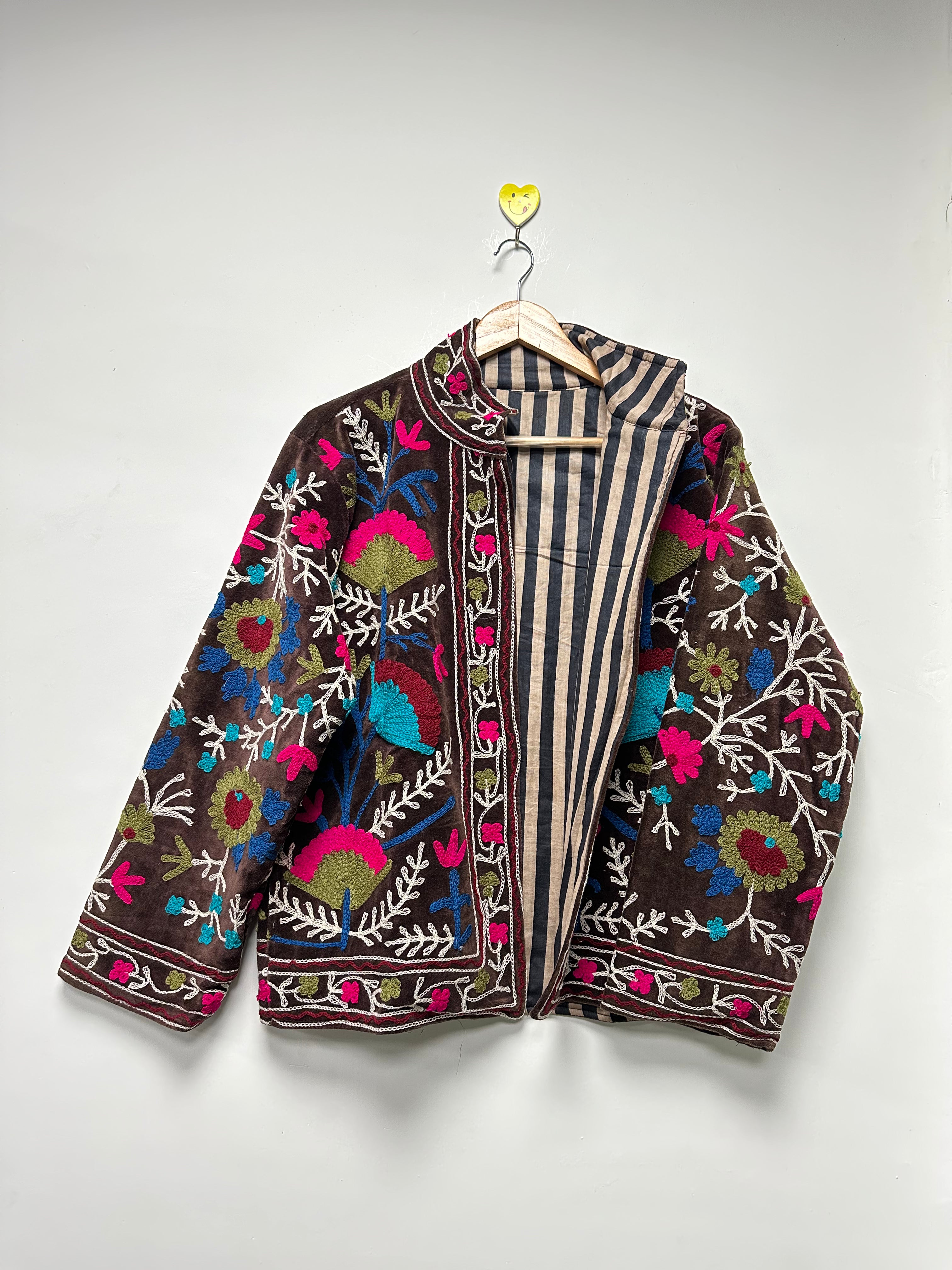 Handmade Boho Embroidery velvet Jacket