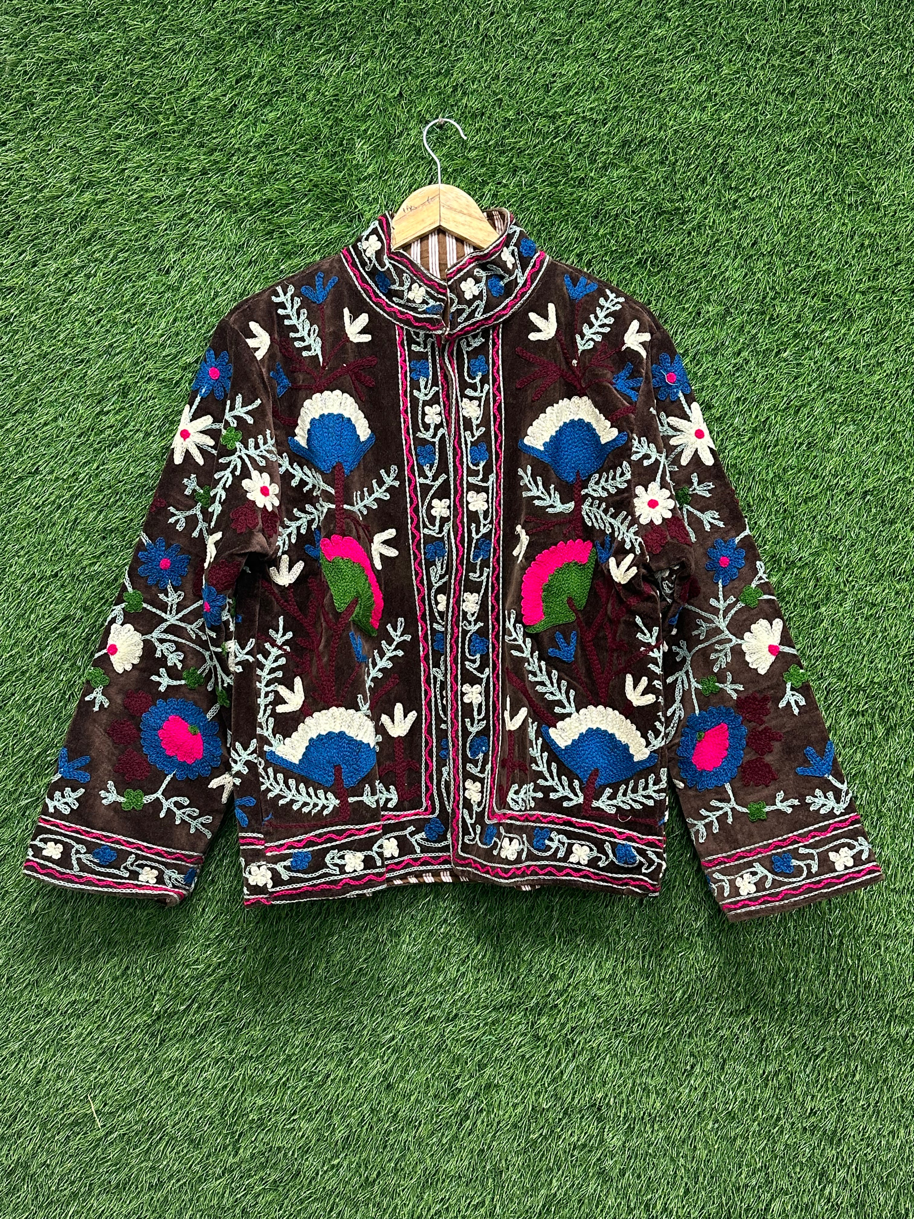 Boho hand Embroidery women winter wear jacket