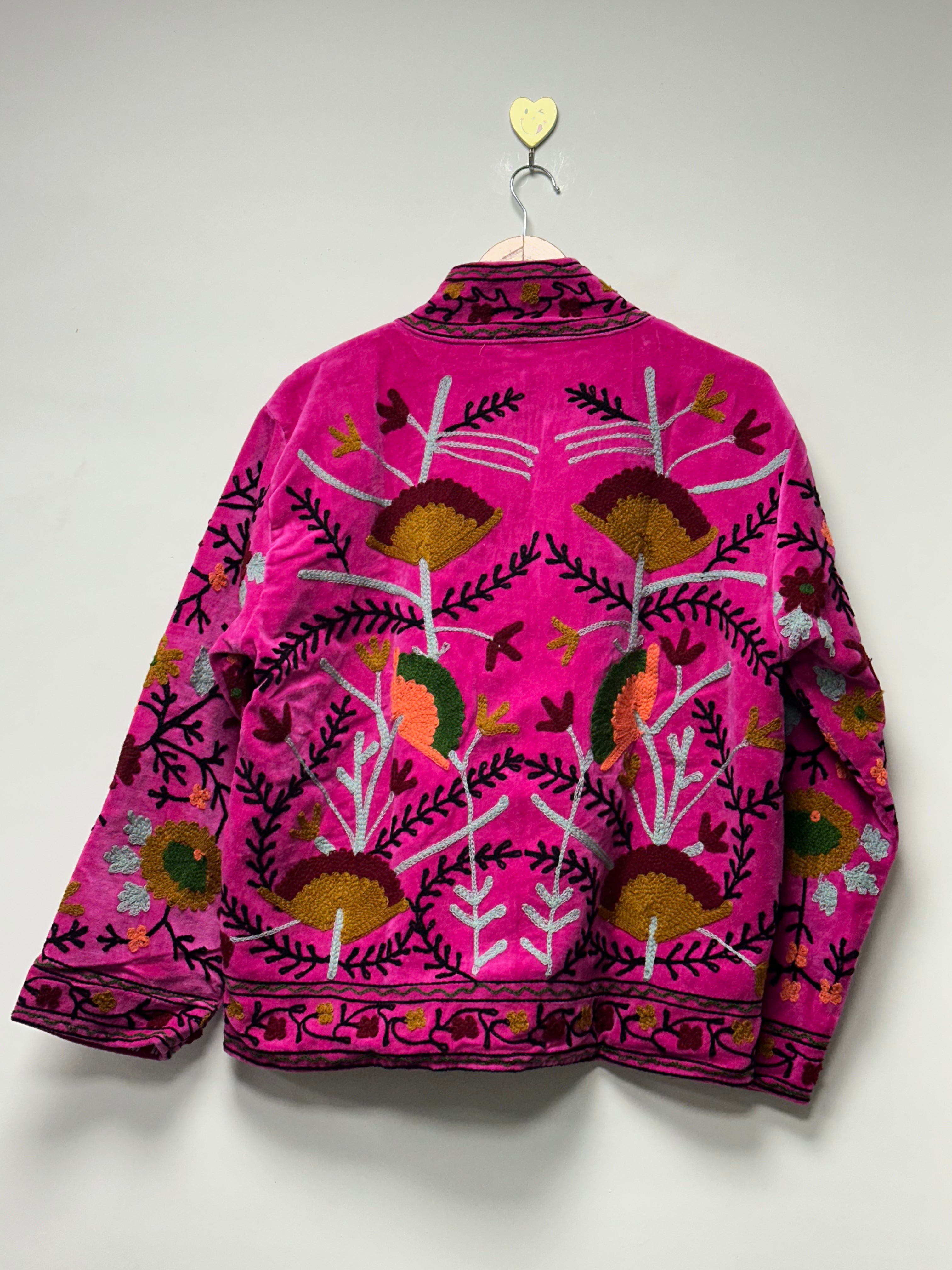 Pink Velvet Suzani Embroidered Jacket
