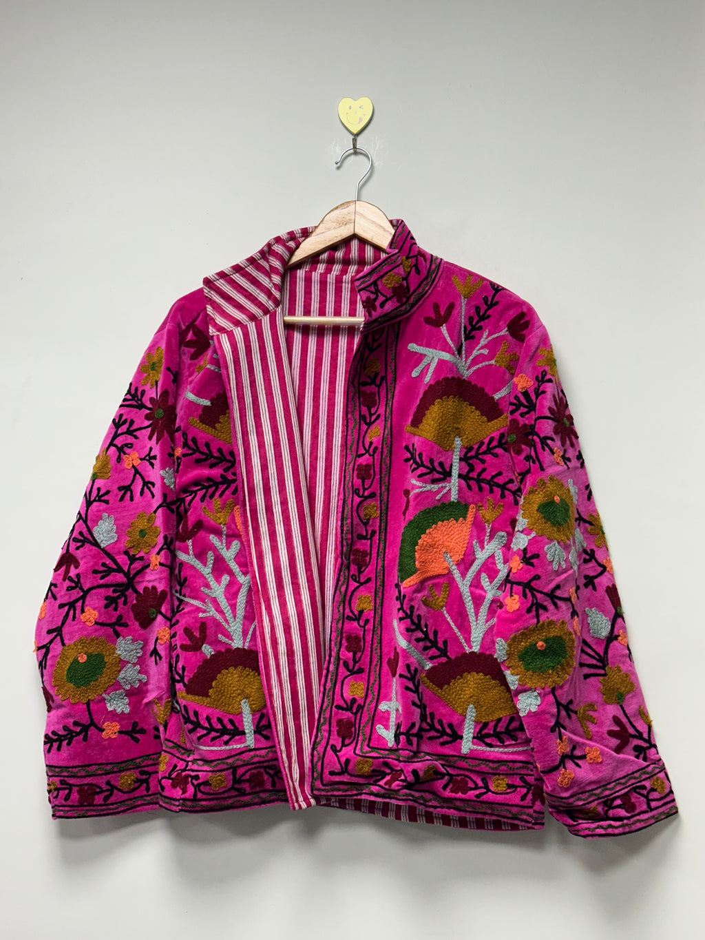 Pink Velvet Suzani Embroidered Jacket