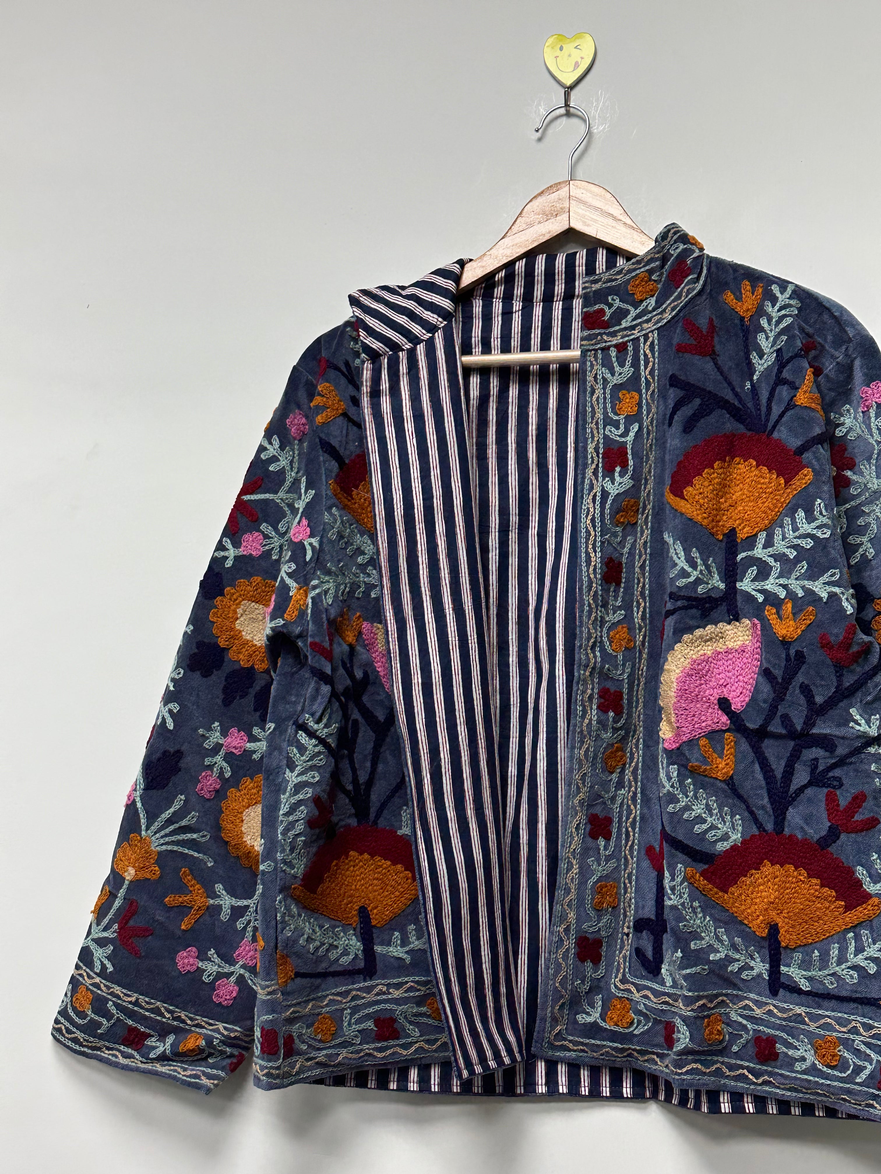 Luxury Hand Embroidered Velvet Suzani Jacket