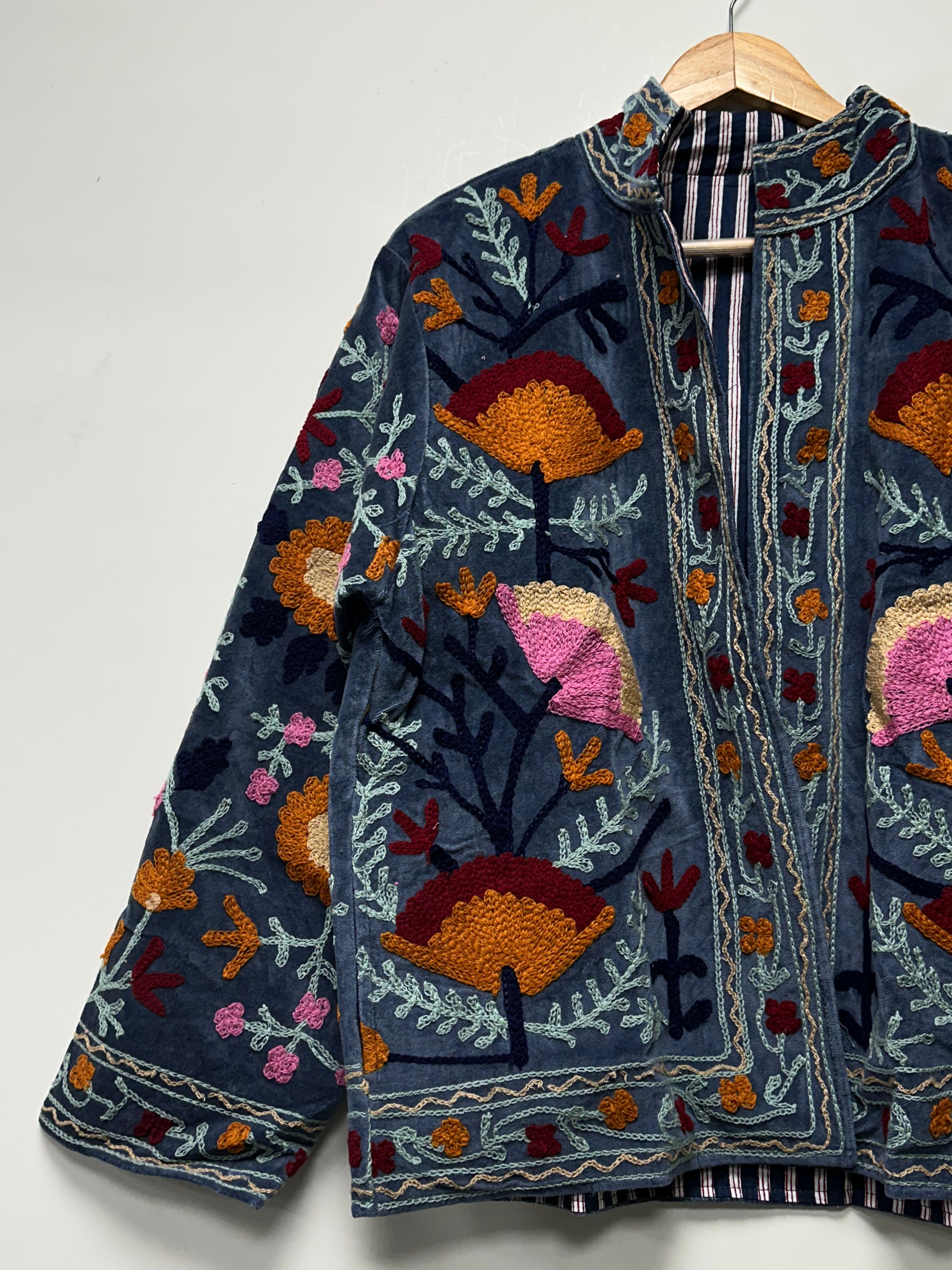 Luxury Hand Embroidered Velvet Suzani Jacket