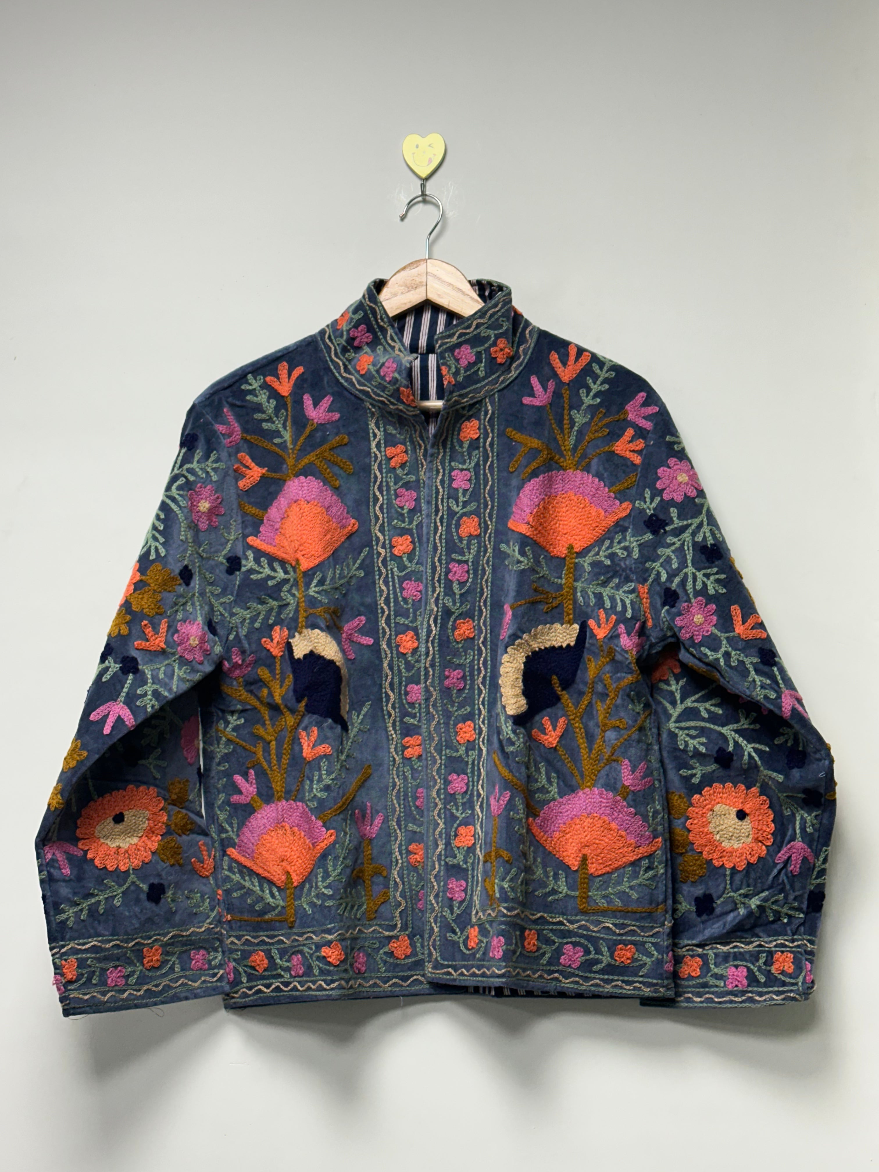 velvet winter wear suzani jacket for women