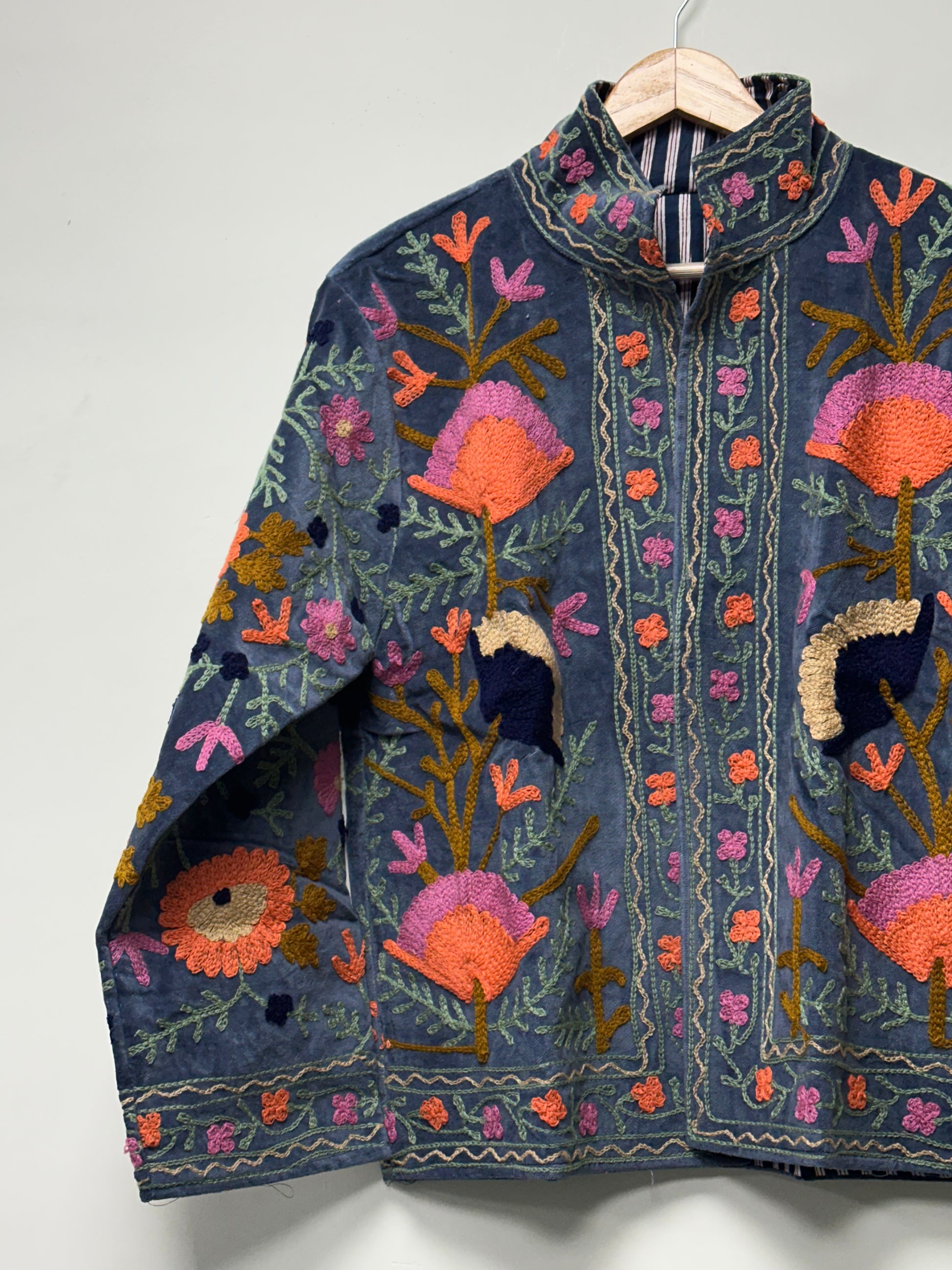 velvet winter wear suzani jacket for women
