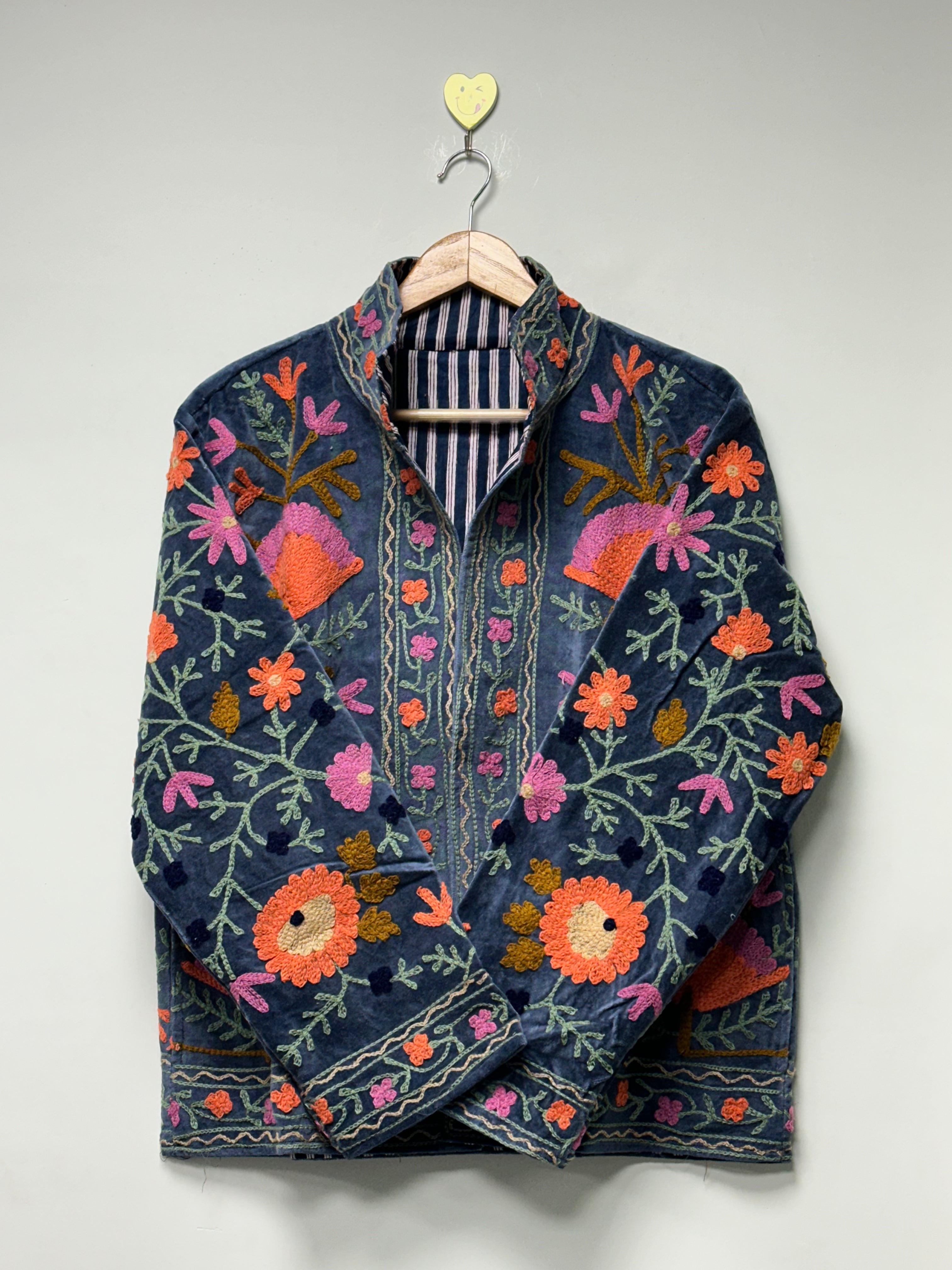 Image of velvet winter wear suzani jacket for women