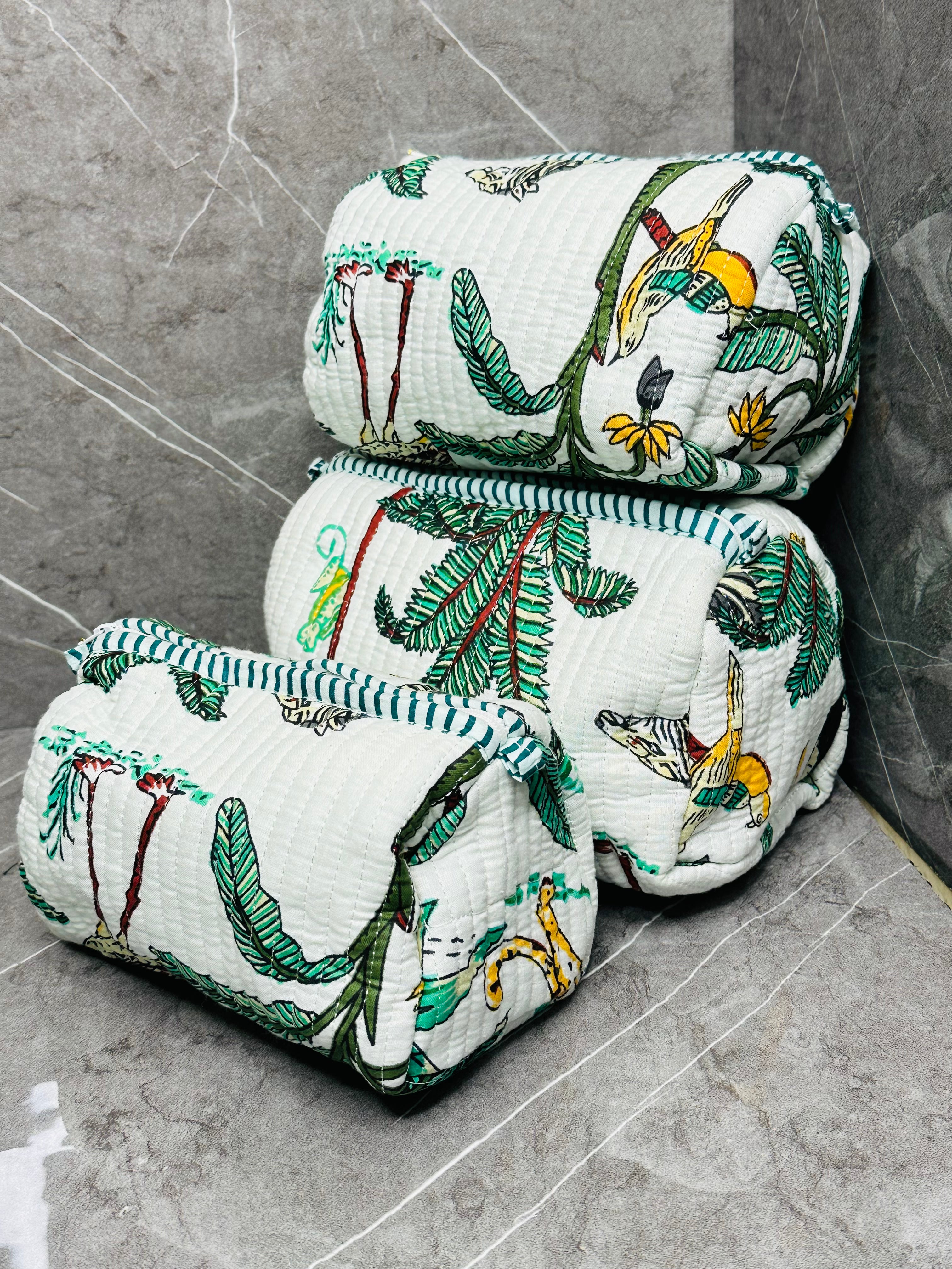 3 Set make up quilted bags for women