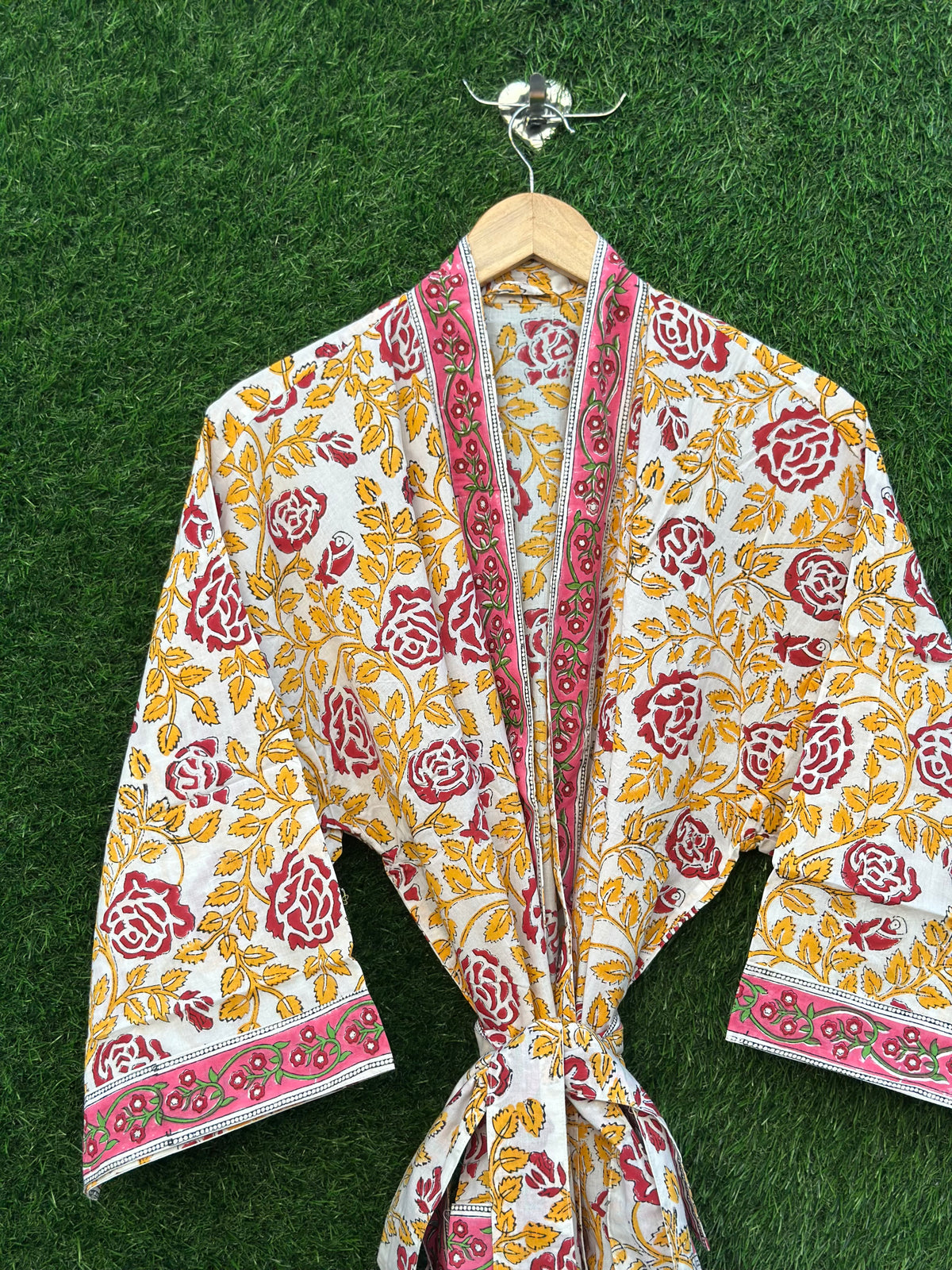 Handmade Floral Block Print Wrap,