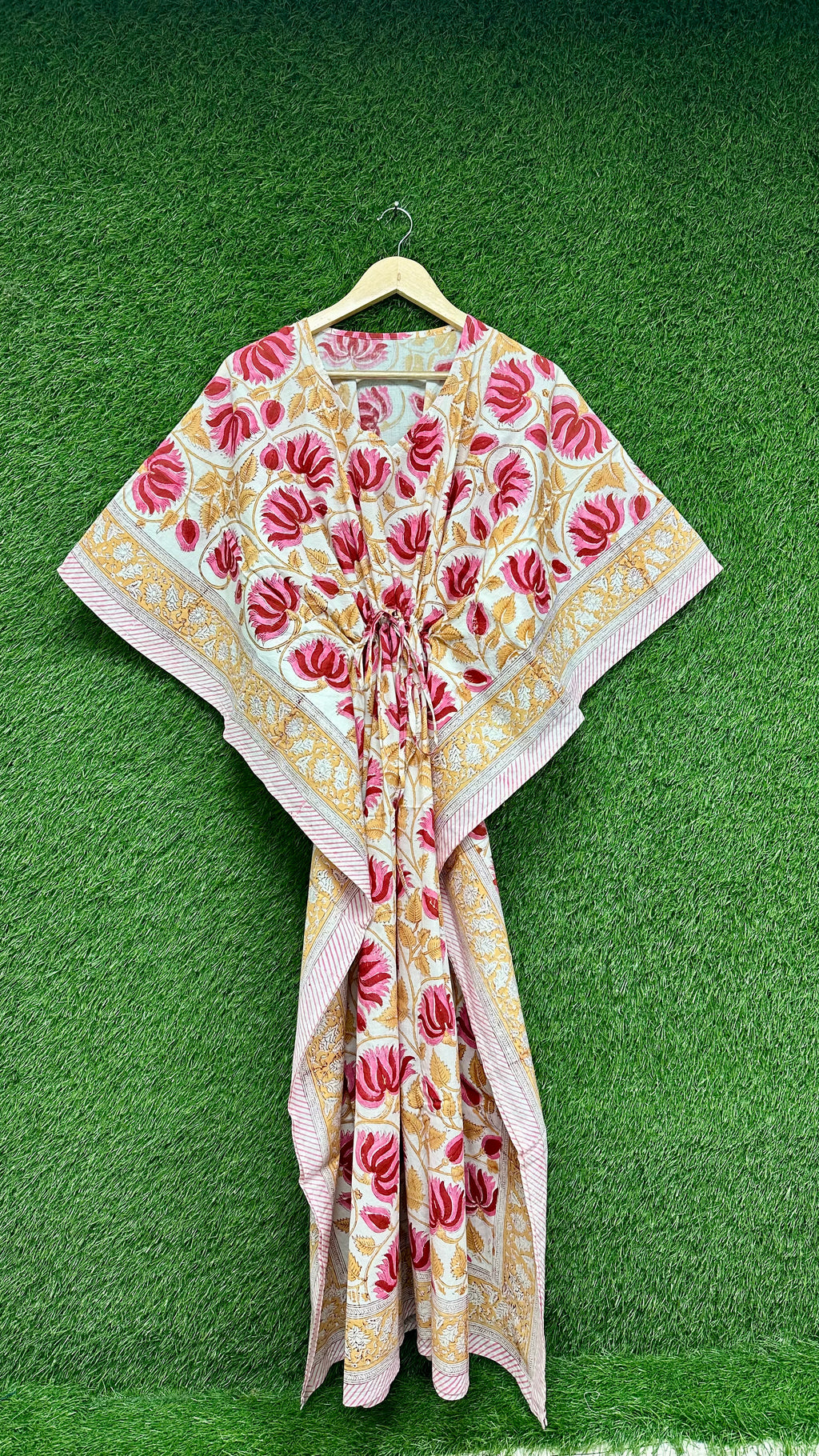 Women’s Floral Printed Cotton Kaftan Dress