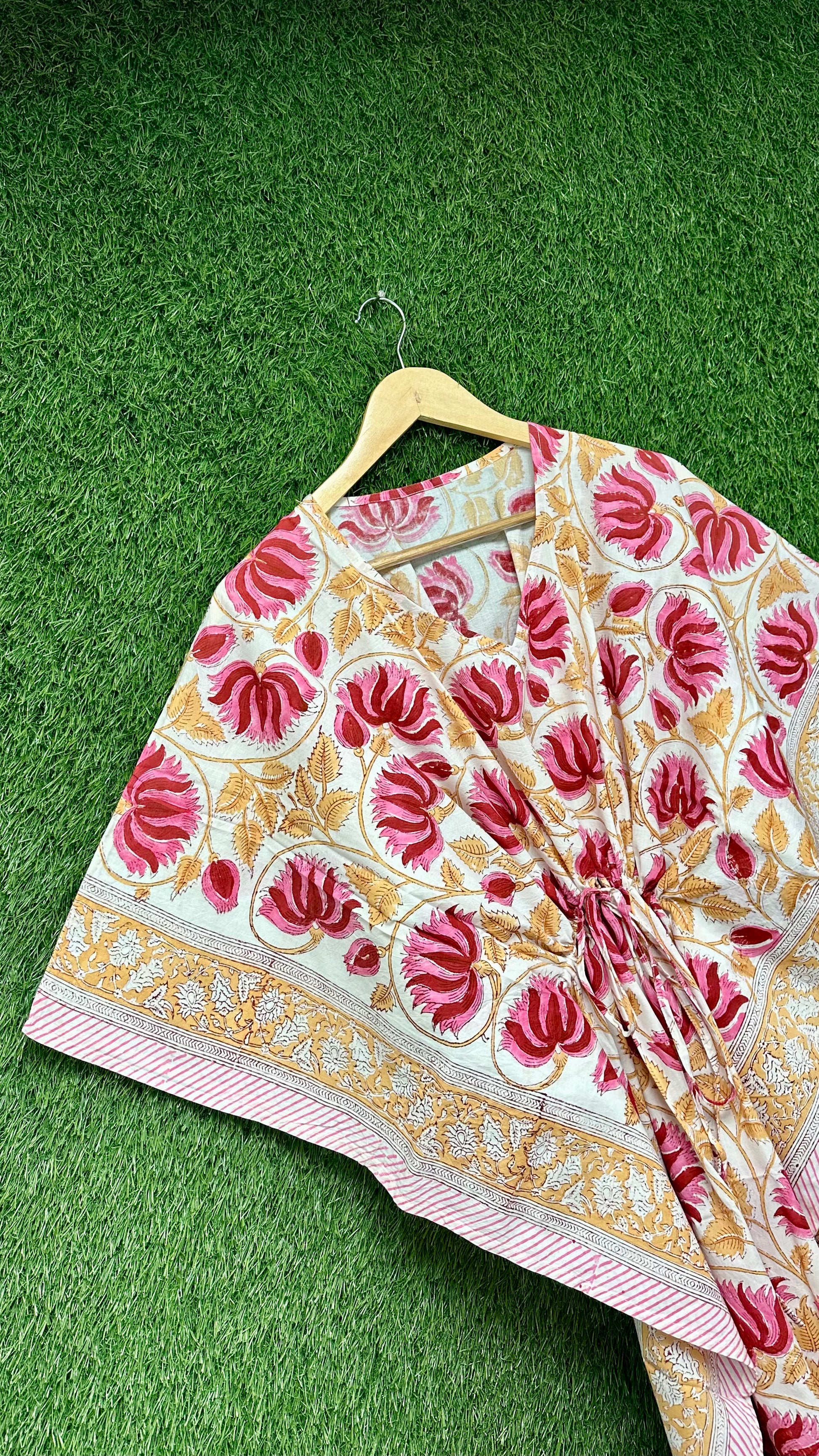 Women’s Floral Printed Cotton Kaftan Dress