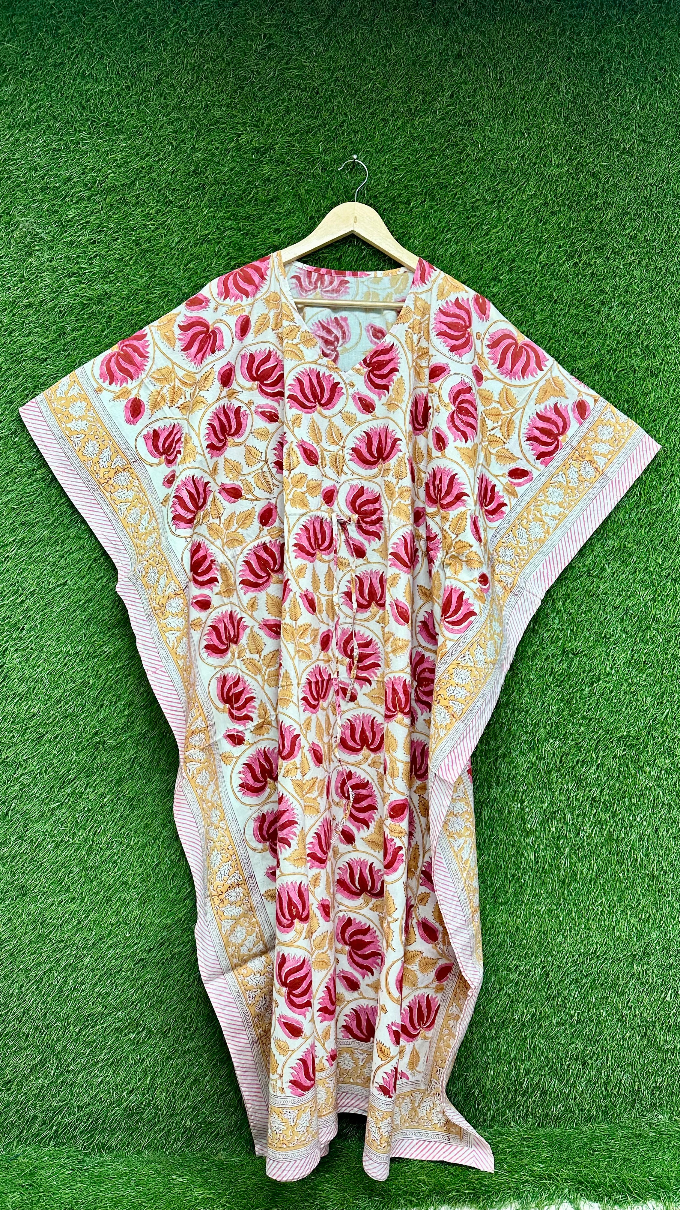 Women’s Floral Printed Cotton Kaftan Dress