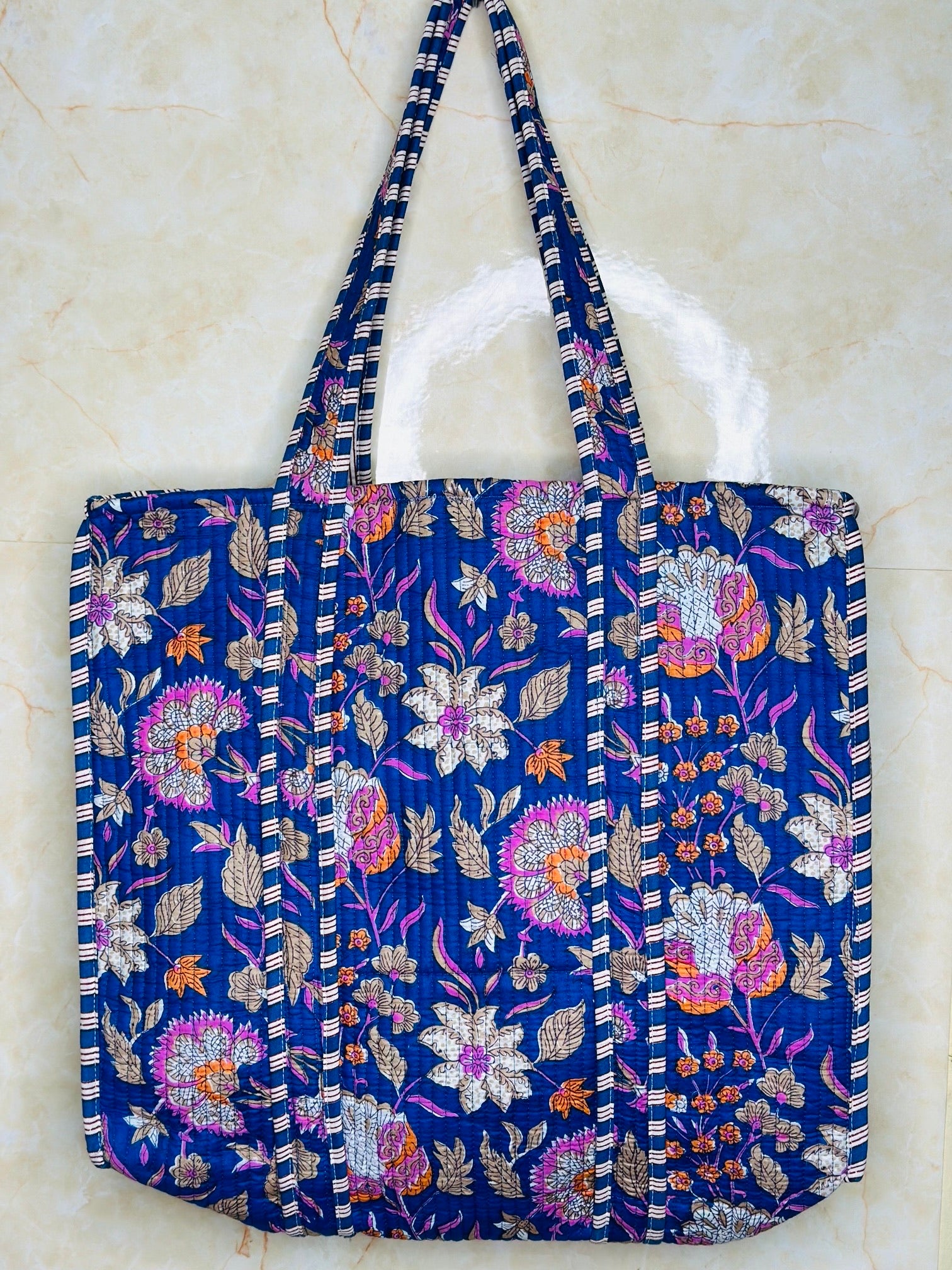 Handmade Cotton Shoulder Bag Floral Printed tote Bag Boho Market bag