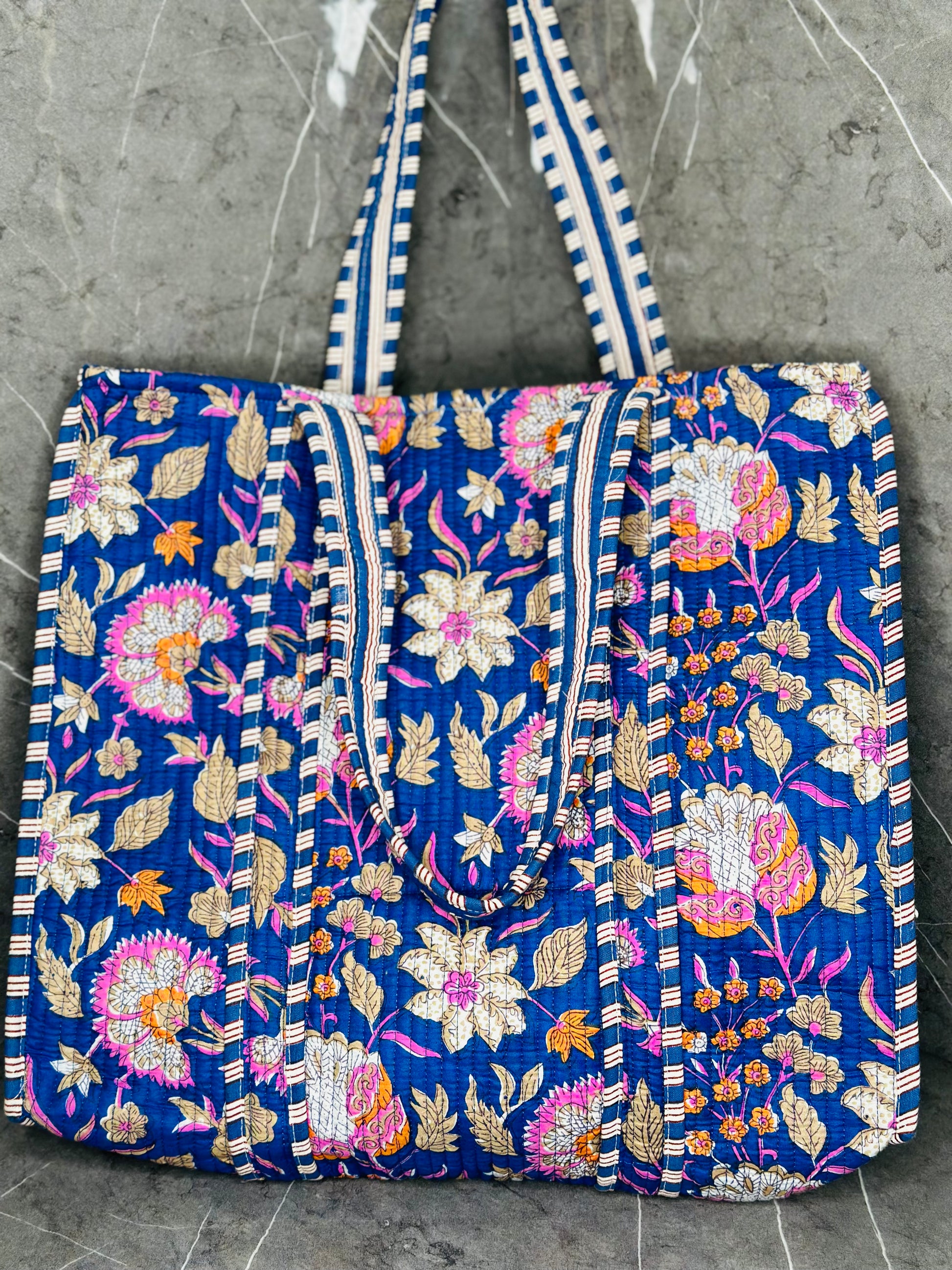 Handmade Cotton Shoulder Bag Floral Printed tote Bag Boho Market bag