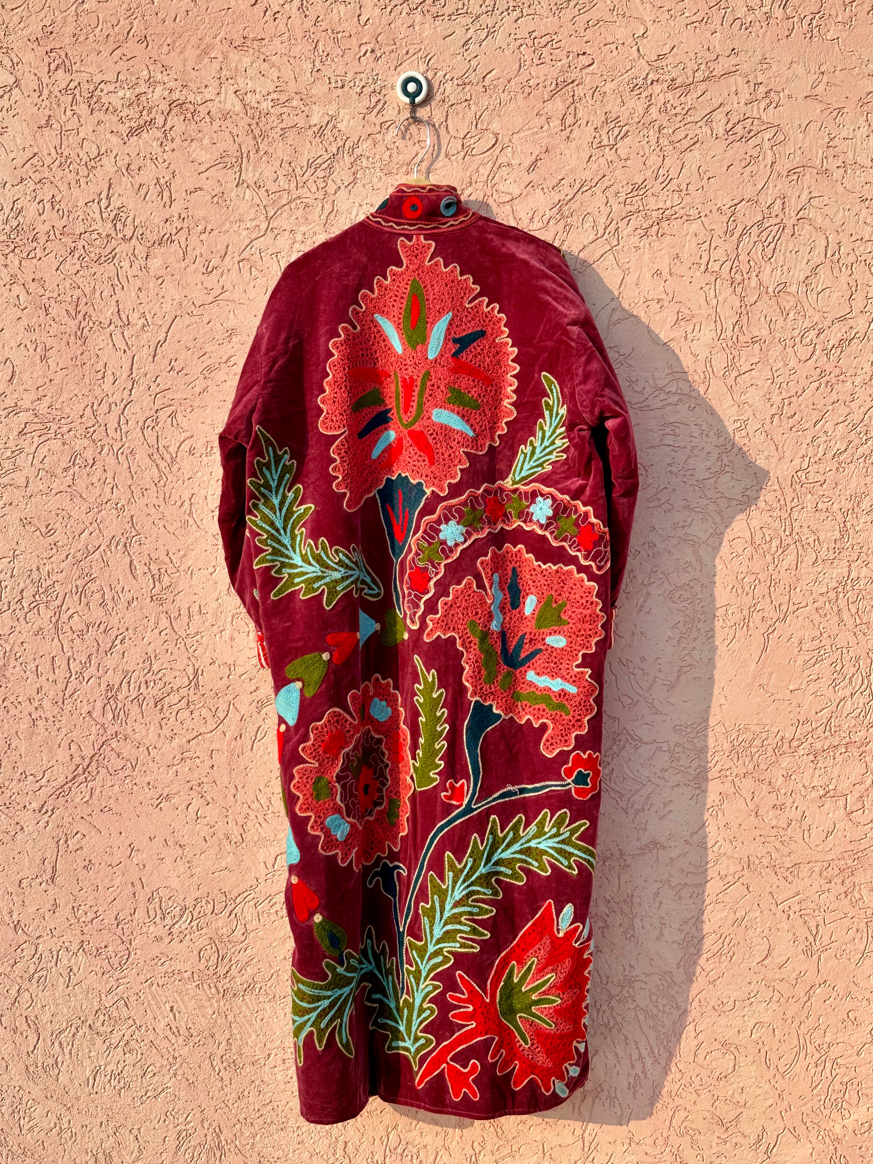 Image of Velvet Suzani Long Jacket for Women