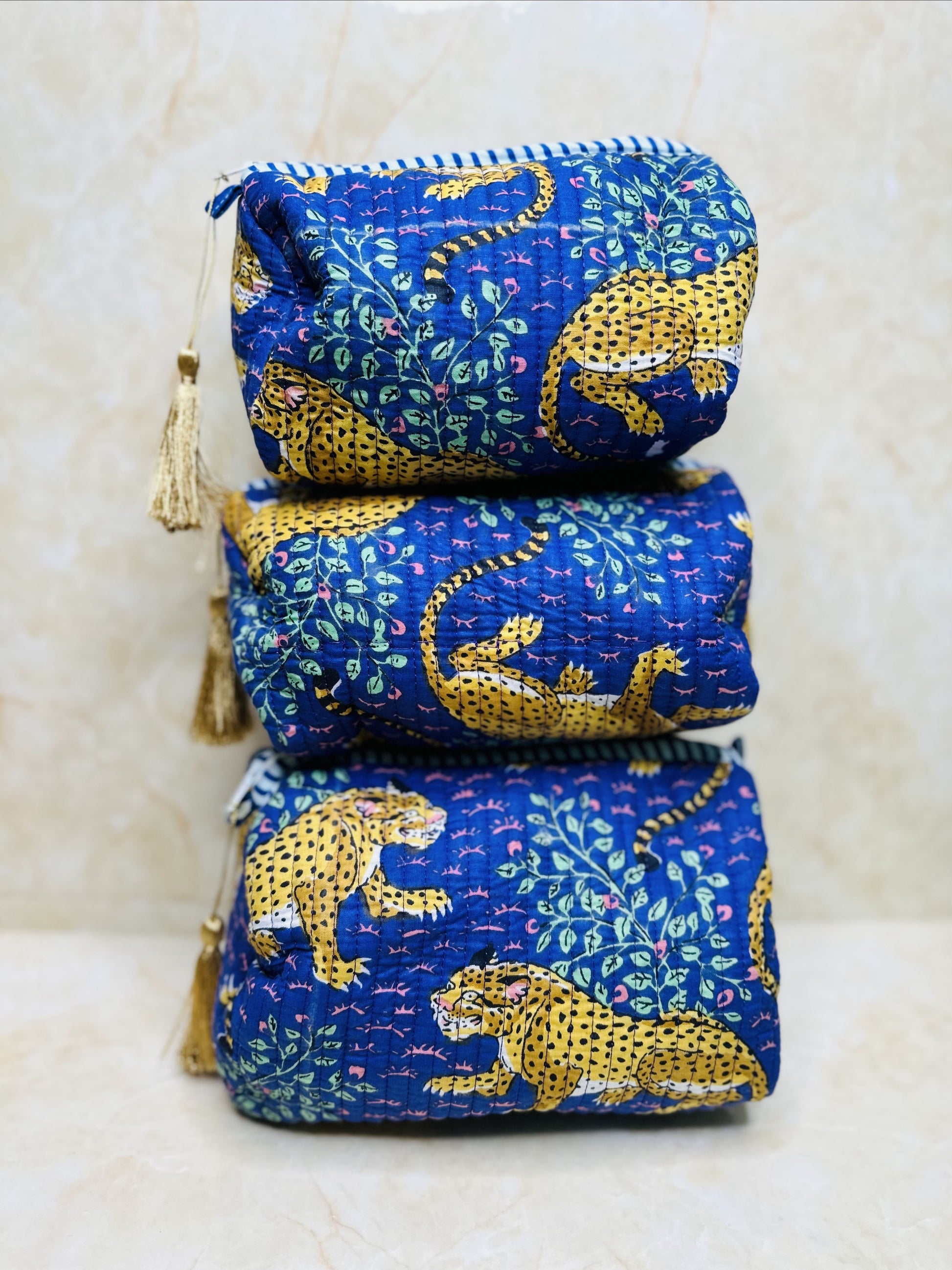Tiger Print 3 Set Make up Pouch Waterproof Inside cover