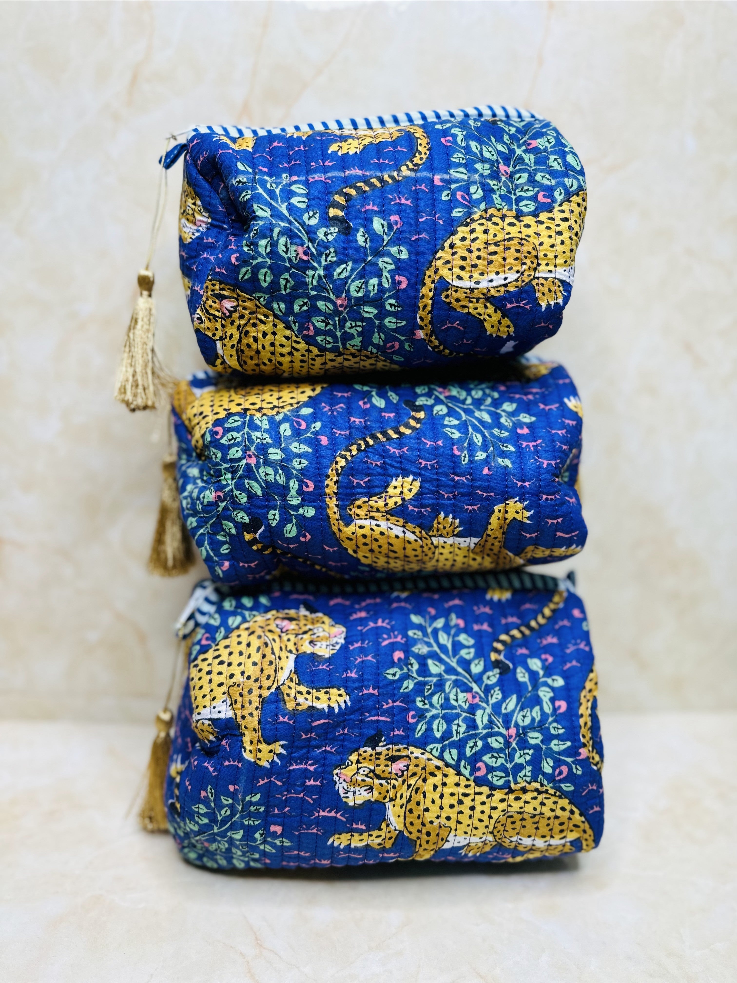 Tiger Print 3 Set Make up Pouch Waterproof Inside cover