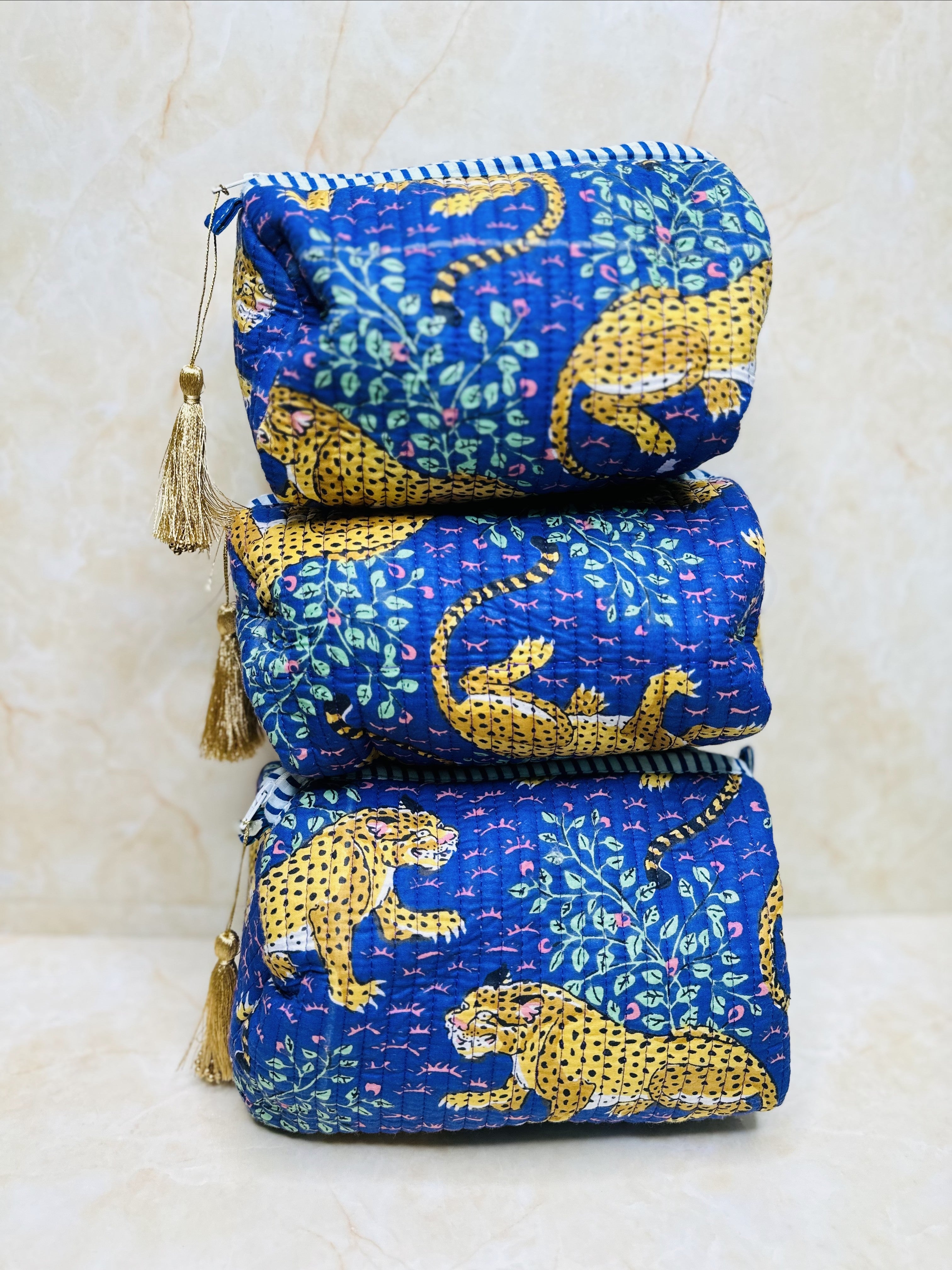 Image of Tiger Print 3 Set Make up Pouch Waterproof Inside cover