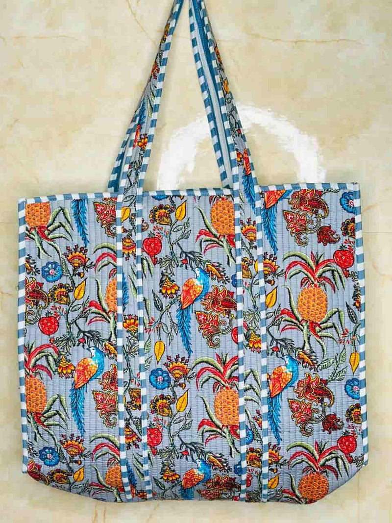 Quilted Jungle Print Fruit Handmade Tote Bags