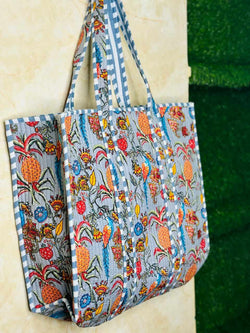 Quilted Jungle Print Fruit Handmade Tote Bags
