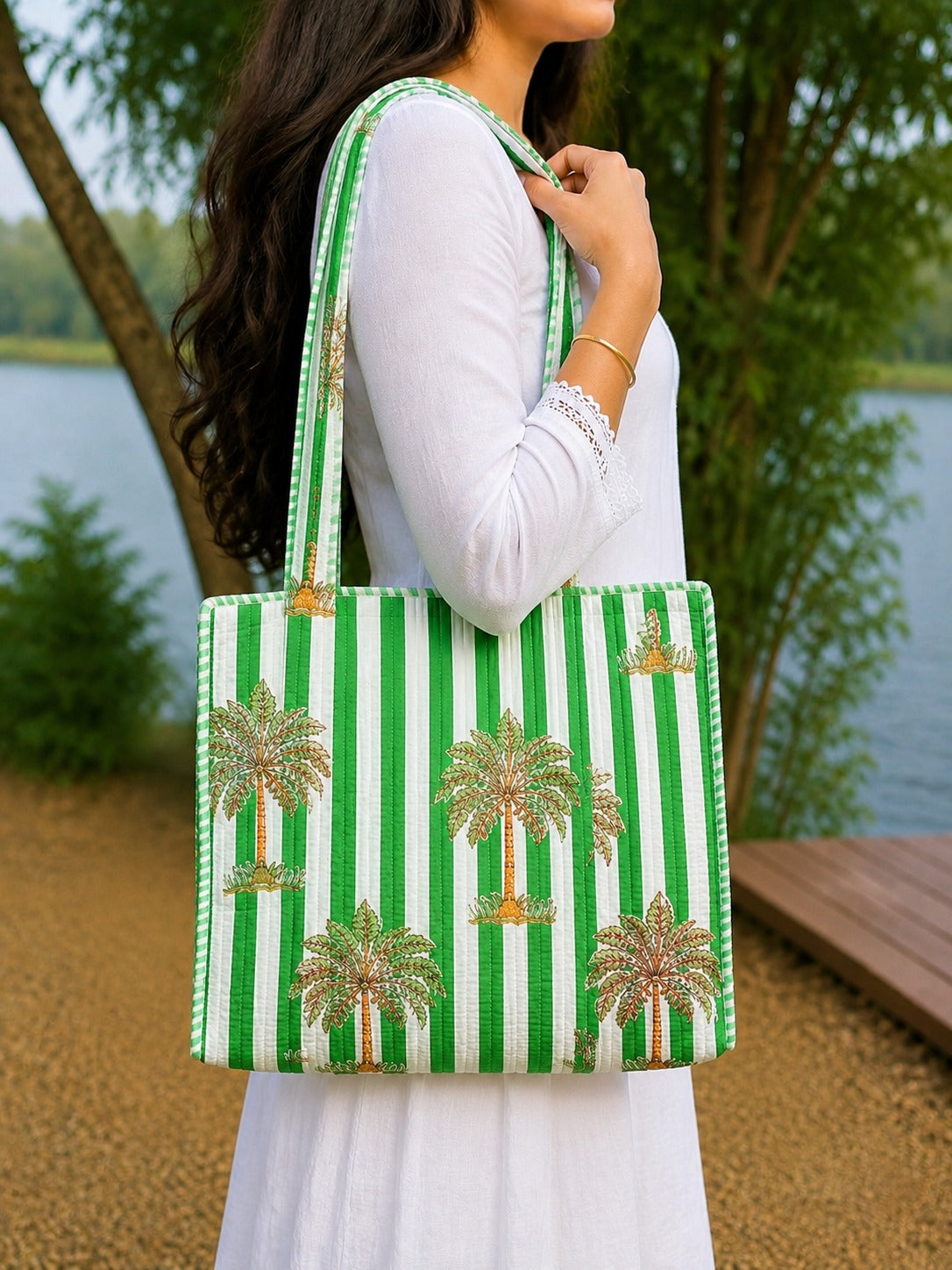 Image of Handmade cotton tote bag Perfect for Travel & Office Bags