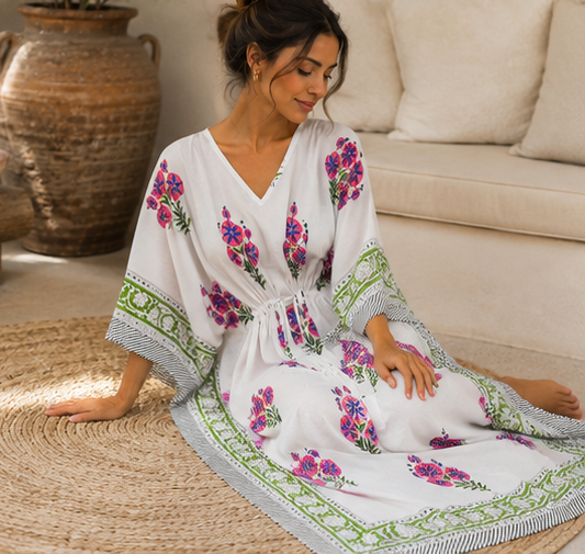 Summer Cotton Kaftan Loungewear Set for Women
