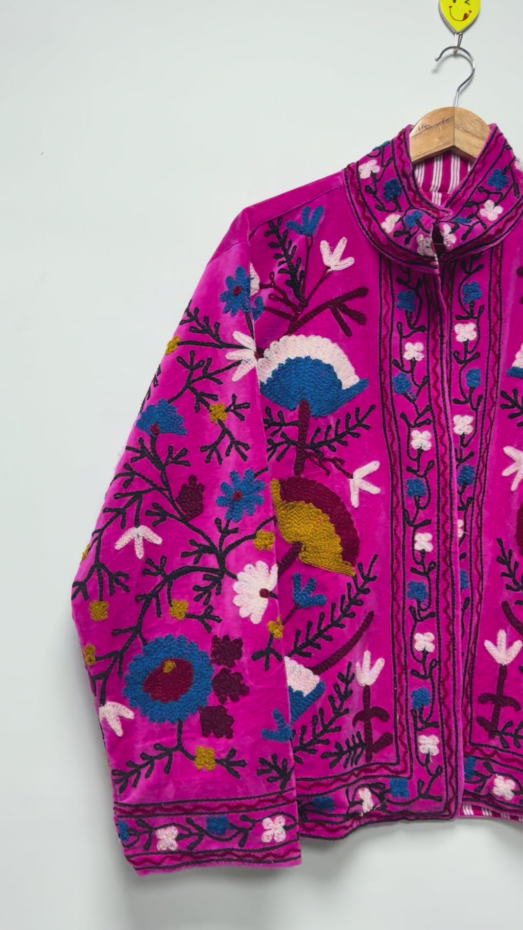 Women’s pink Velvet Embroidered Boho Jacket
