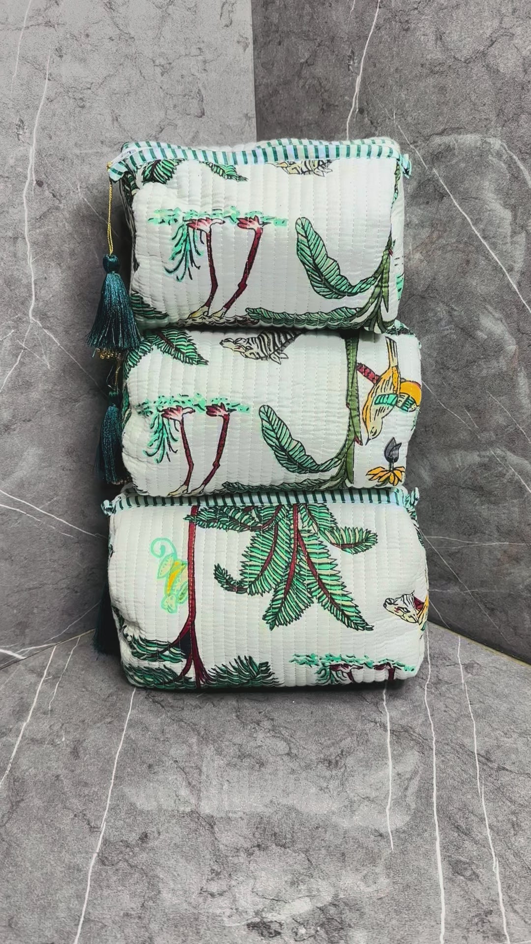 3 Set make up quilted bags for women