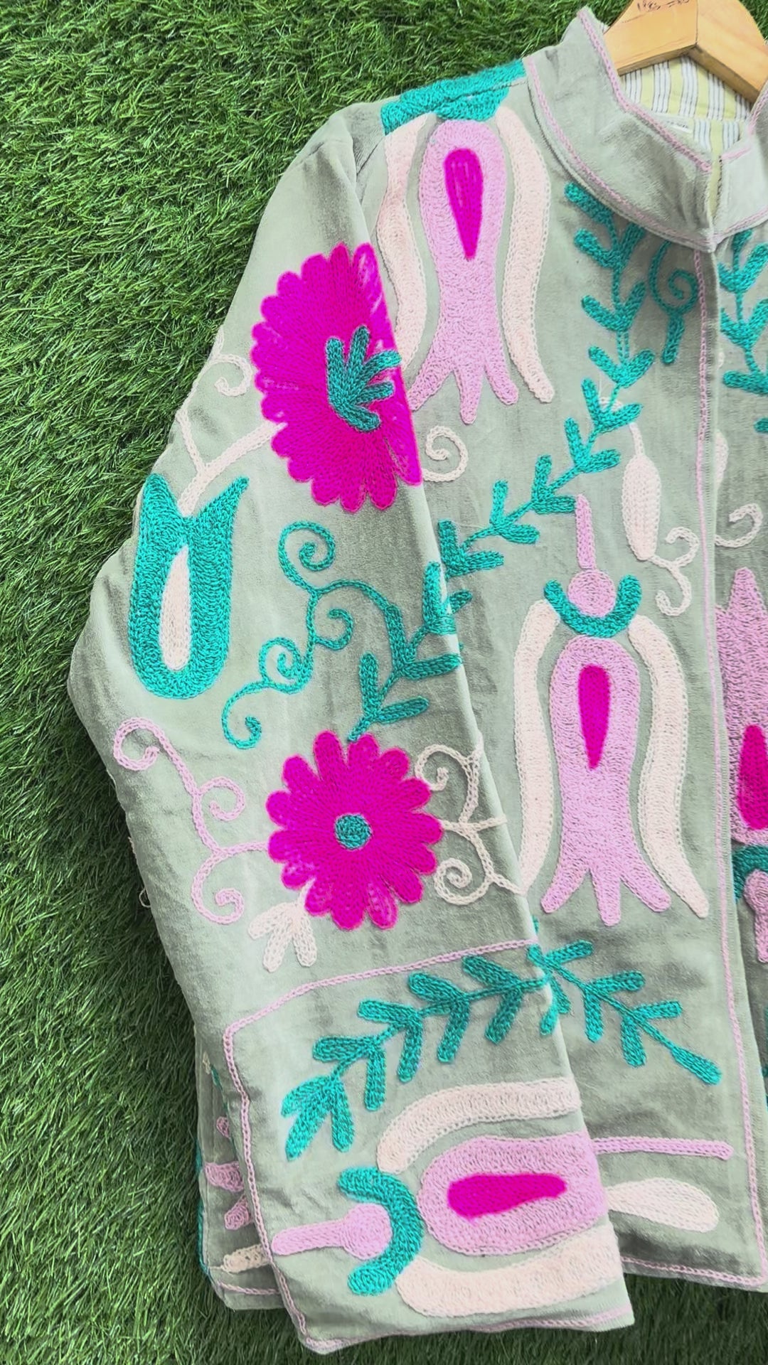 Floral Embroidered Velvet Suzani Jacket womens