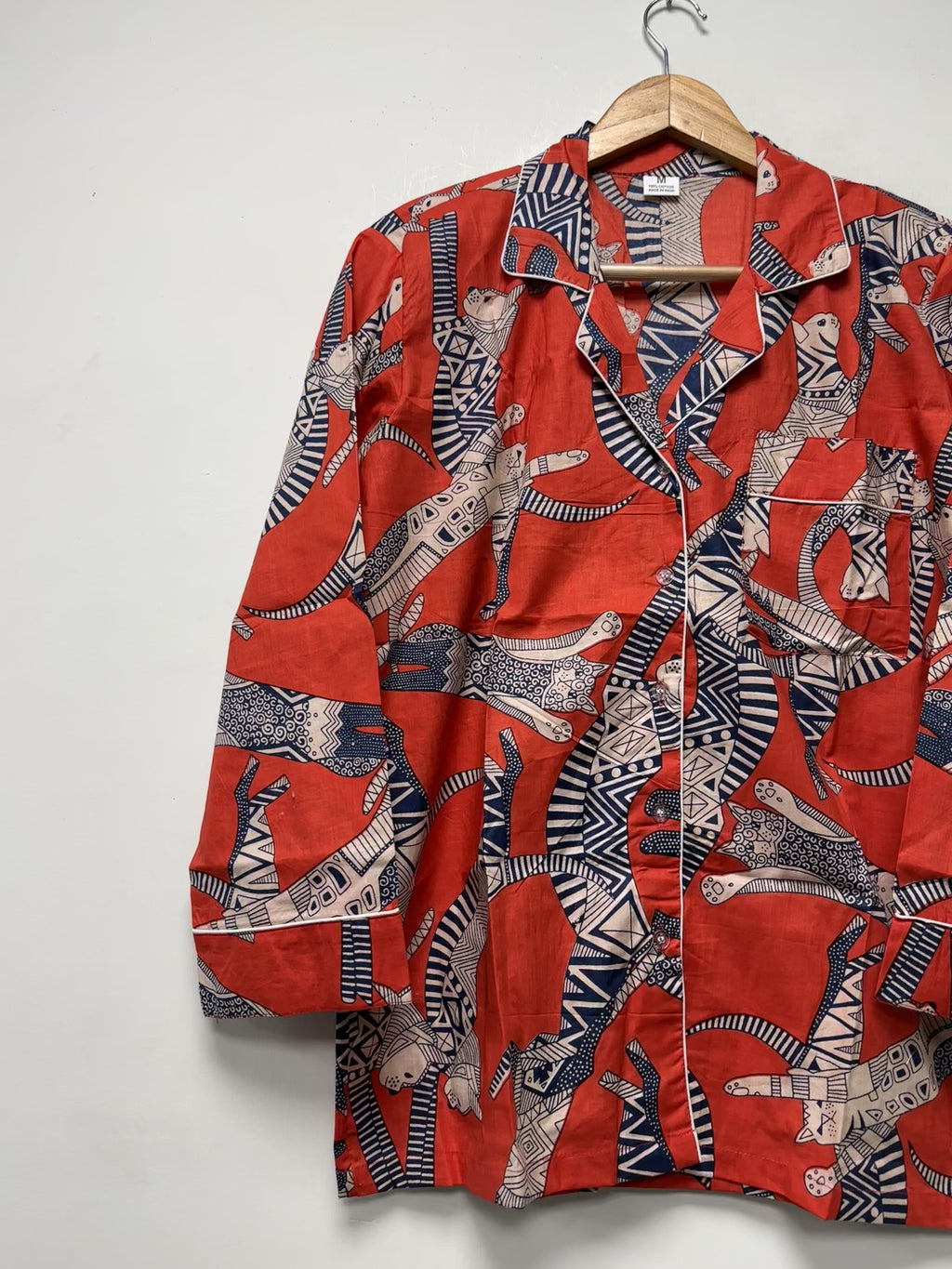 Cotton tiger print Night Suit for Women Handmade Pajama Set